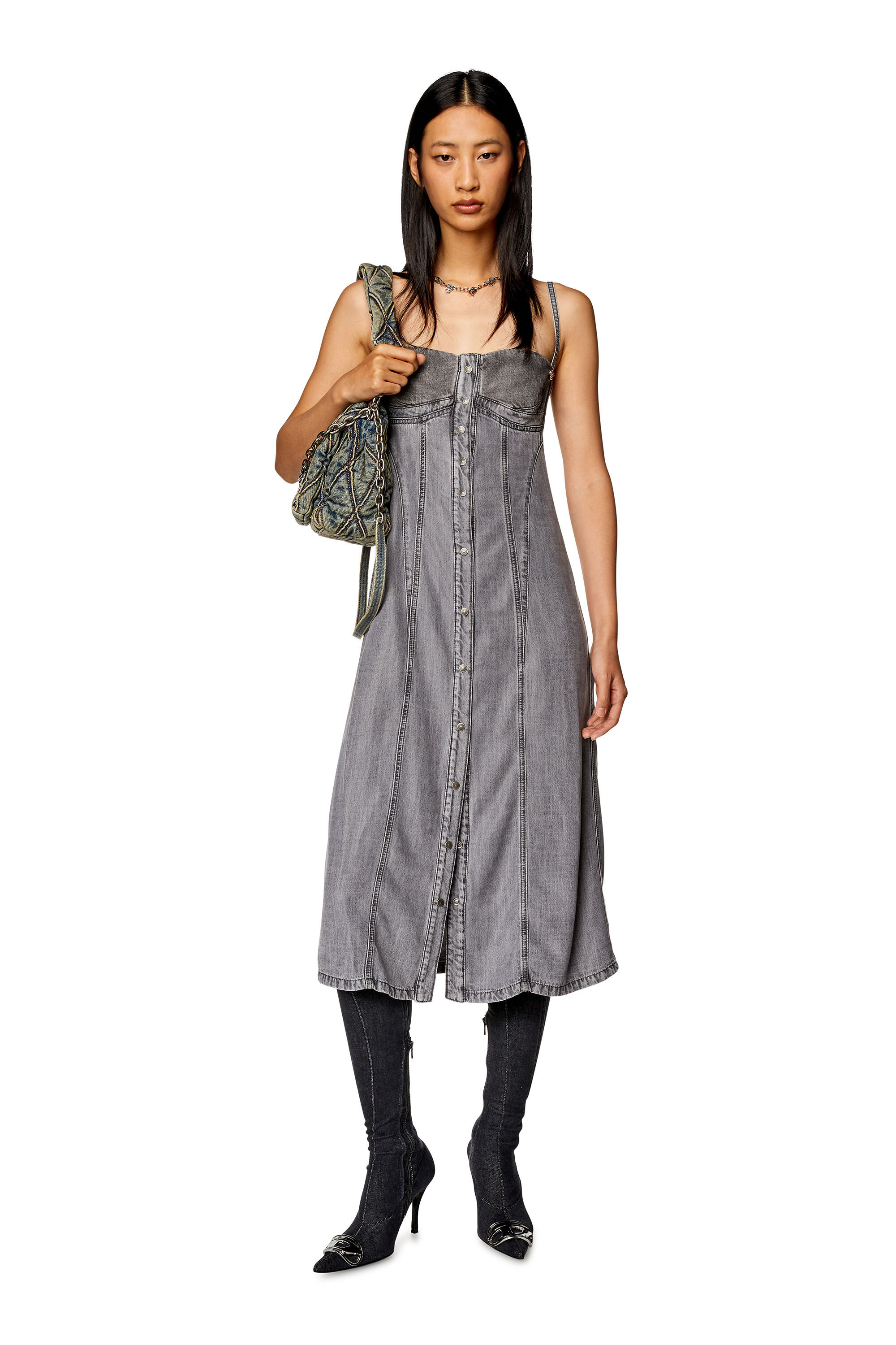 Women s Strappy midi dress in light denim DE DRESSY Diesel