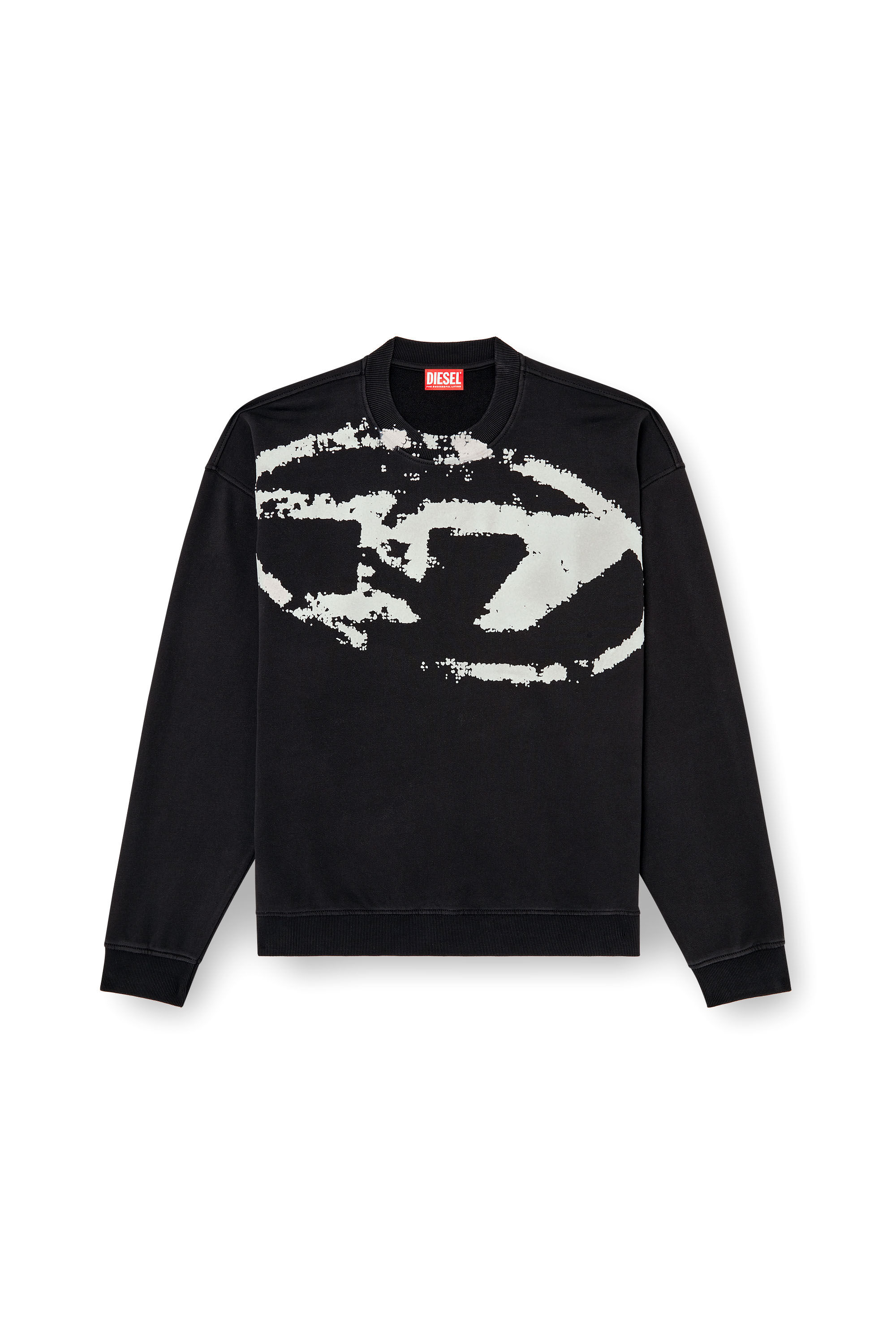 Diesel - S-BOXT-N5, Sweat-shirt avec logo floqué effet vieilli Homme in Noir - 2