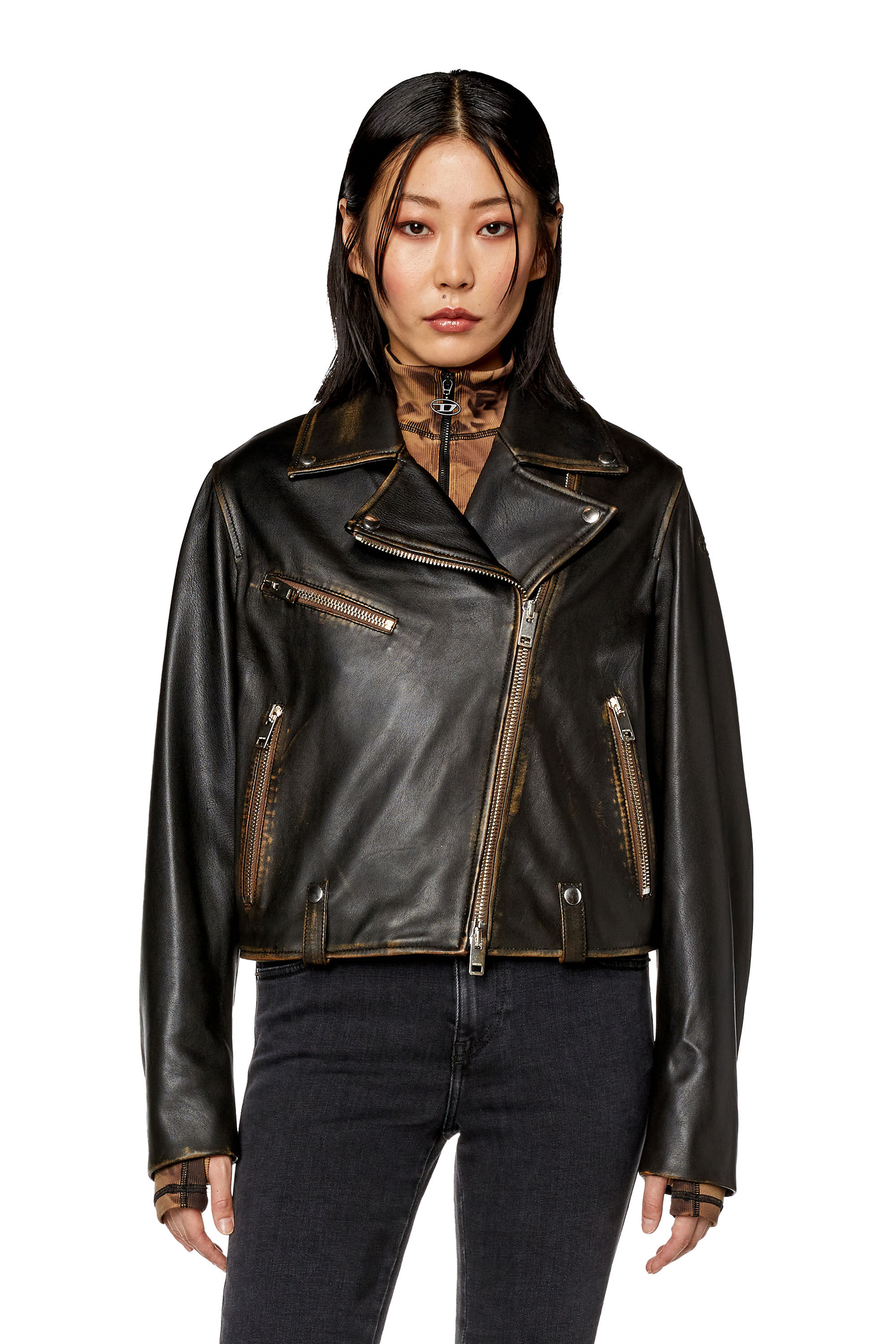 Black leather jacket cheap top