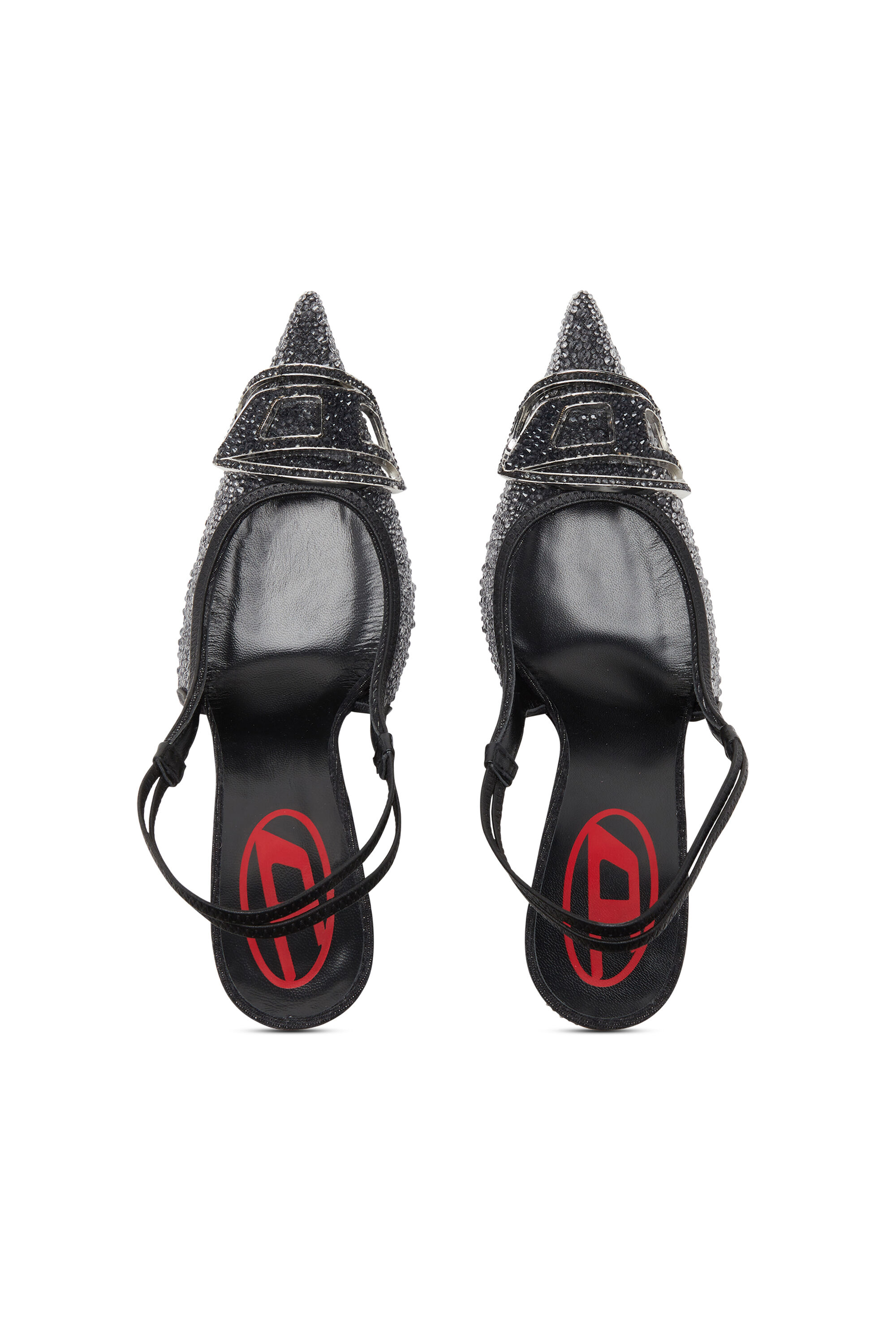 Diesel - D-VENUS SB, D-Venus-Escarpin à bride arrière en denim à strass Femme in Noir - 4