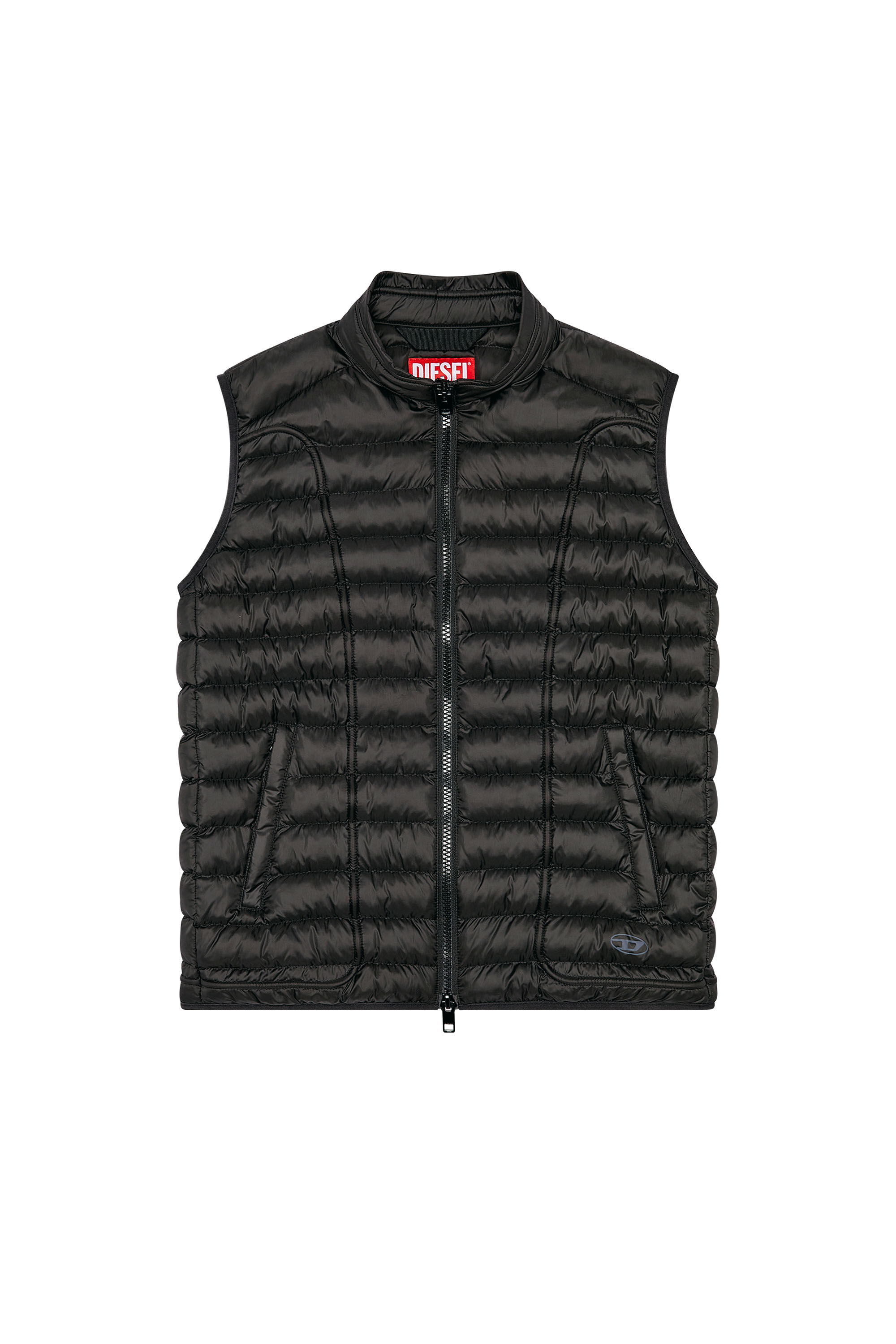 Diesel - W-HAWKYL-SL, Gilet en nylon rembourré avec passepoil Homme in Noir - 2