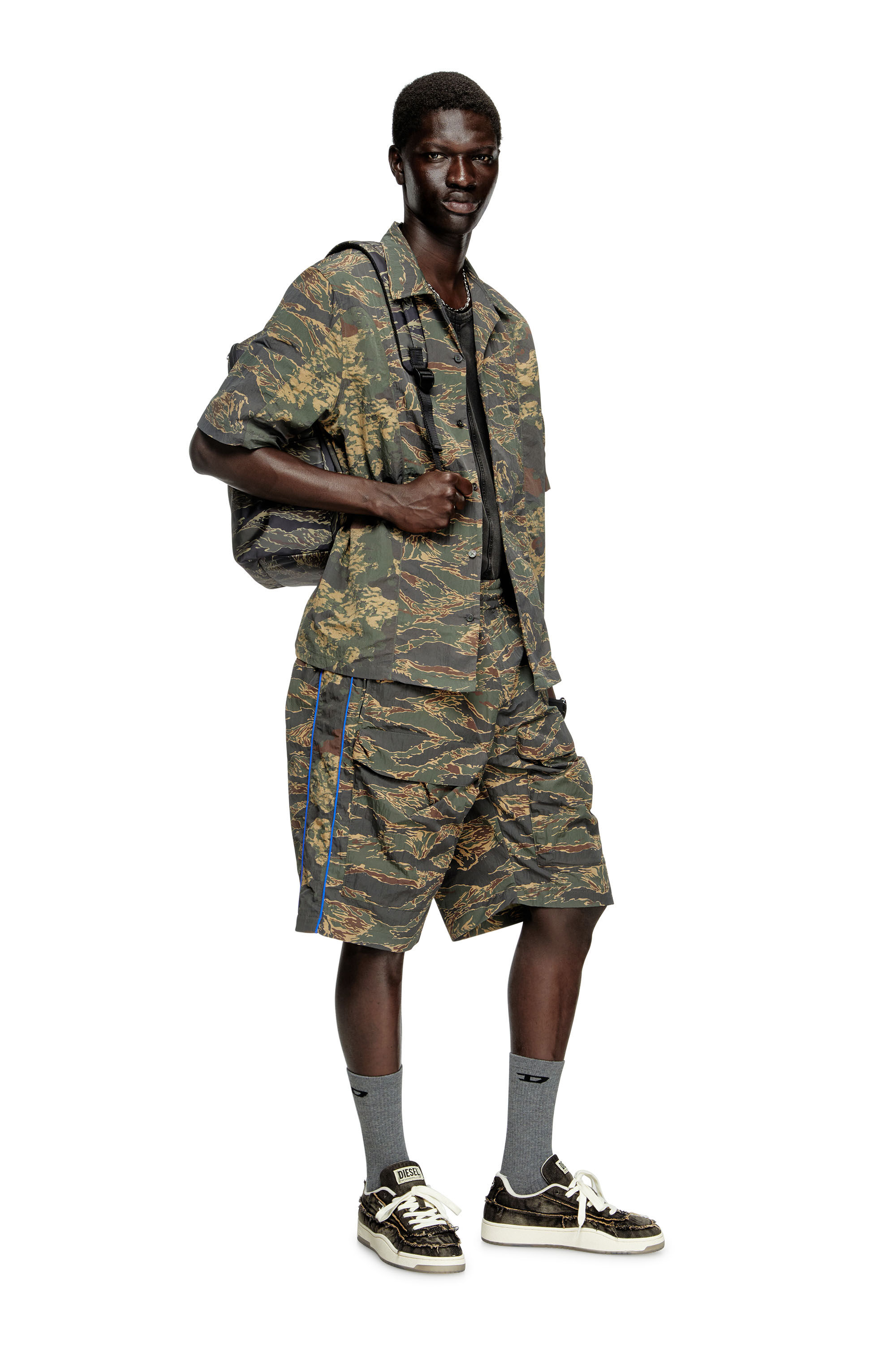 Diesel - S-BRACK-EPBW, Chemise avec imprimés camouflage mélangés Homme in Vert - 1