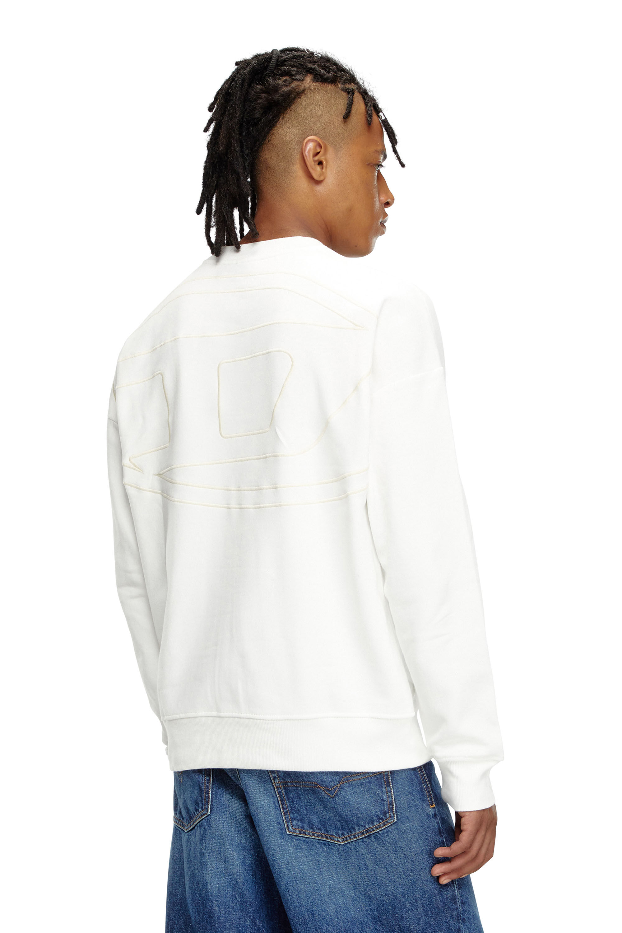Diesel - S-ROB-MEGOVAL, Male's Sweatshirt with back maxi D logo in White - 3