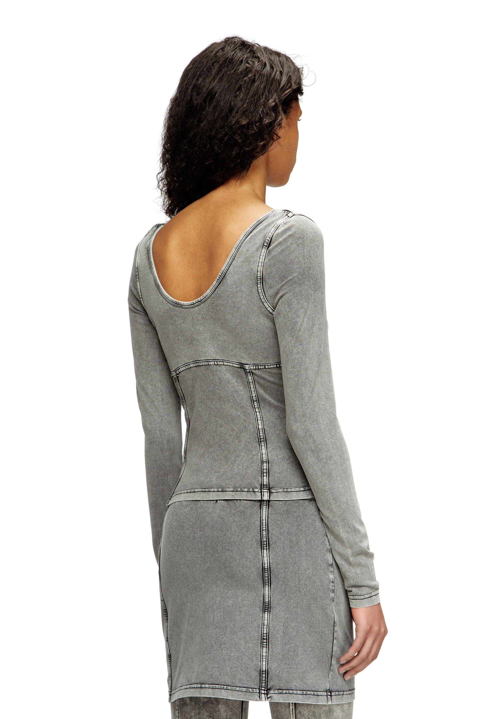 Diesel - T-ELIN, Female's Long-sleeve top with denim effect in Grey - 4