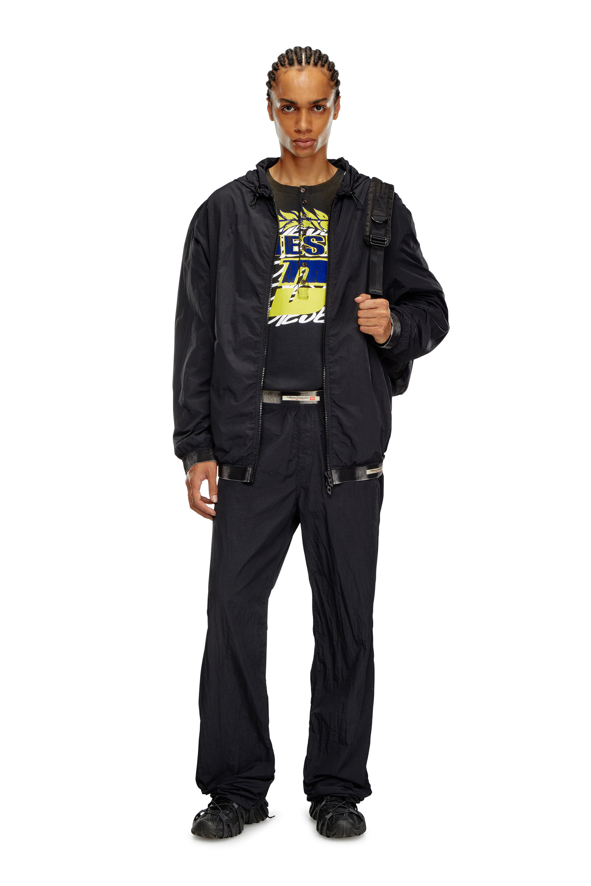 Diesel - J-POST, Male's Windbreaker in recycled shell in Black - 1