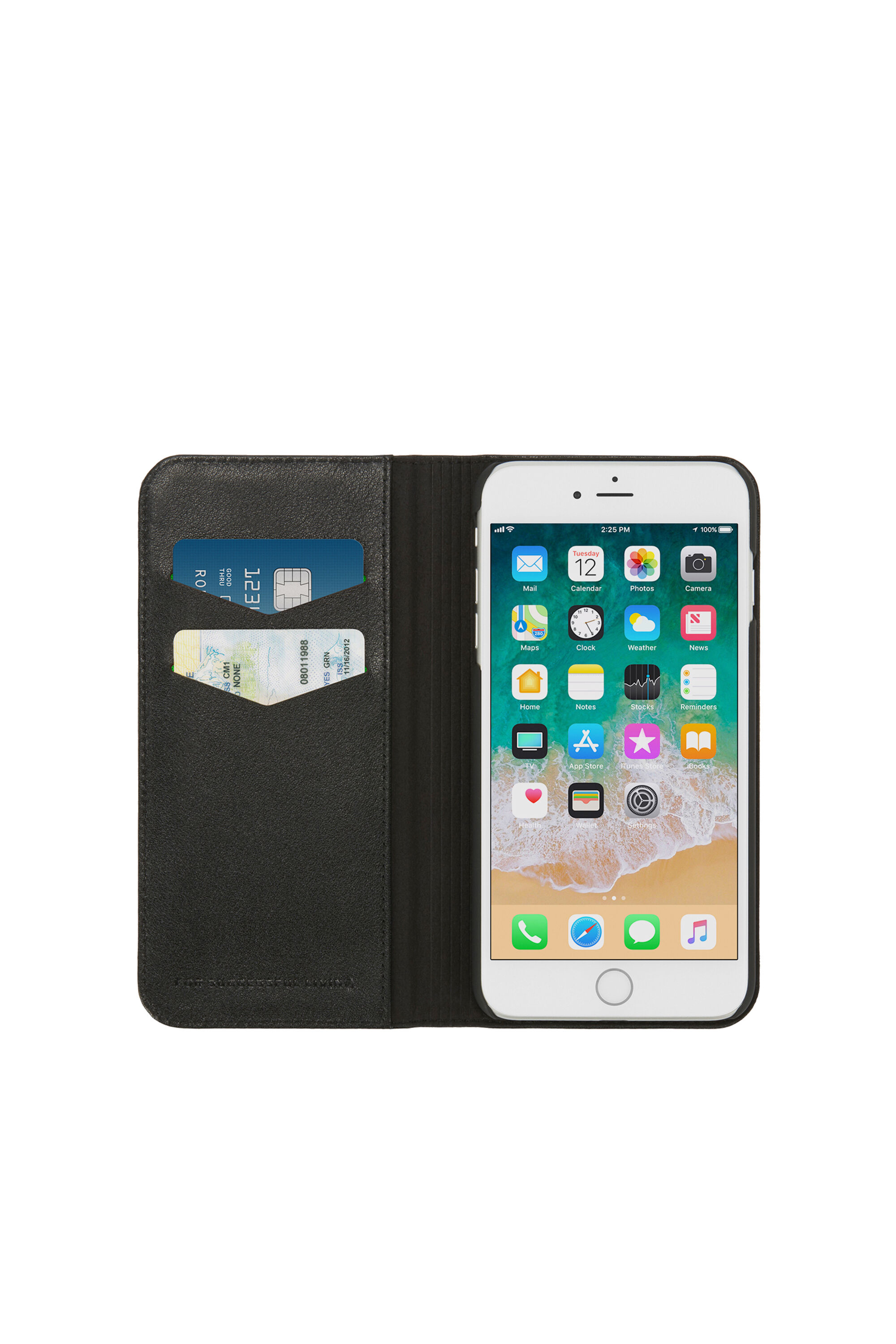 Diesel - SLIM LEATHER FOLIO IPHONE 8/7, Étui fin en cuir avec logo, iPhone 8/7 Mixte in Noir - 4