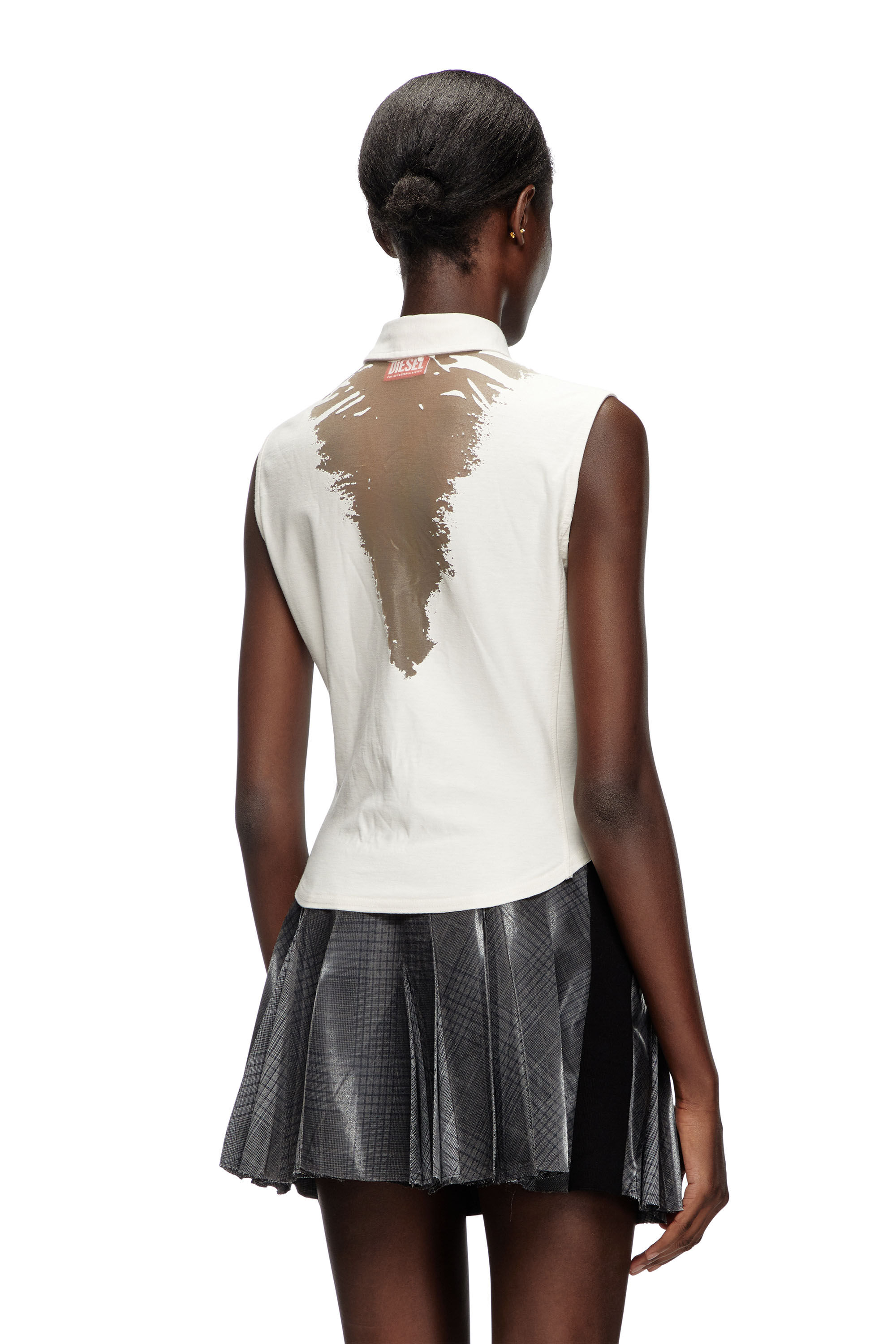 Diesel - C-GISELD, Female's Sleeveless shirt with devoré sweat stains in White - 5