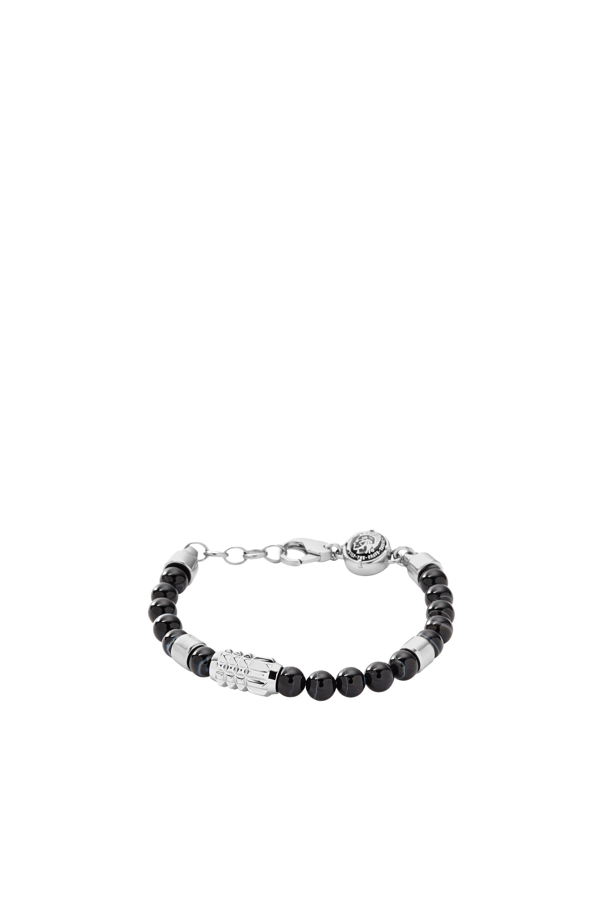Diesel - DX0847, Male's Bracelet with black agate beads in Black/Grey - 1