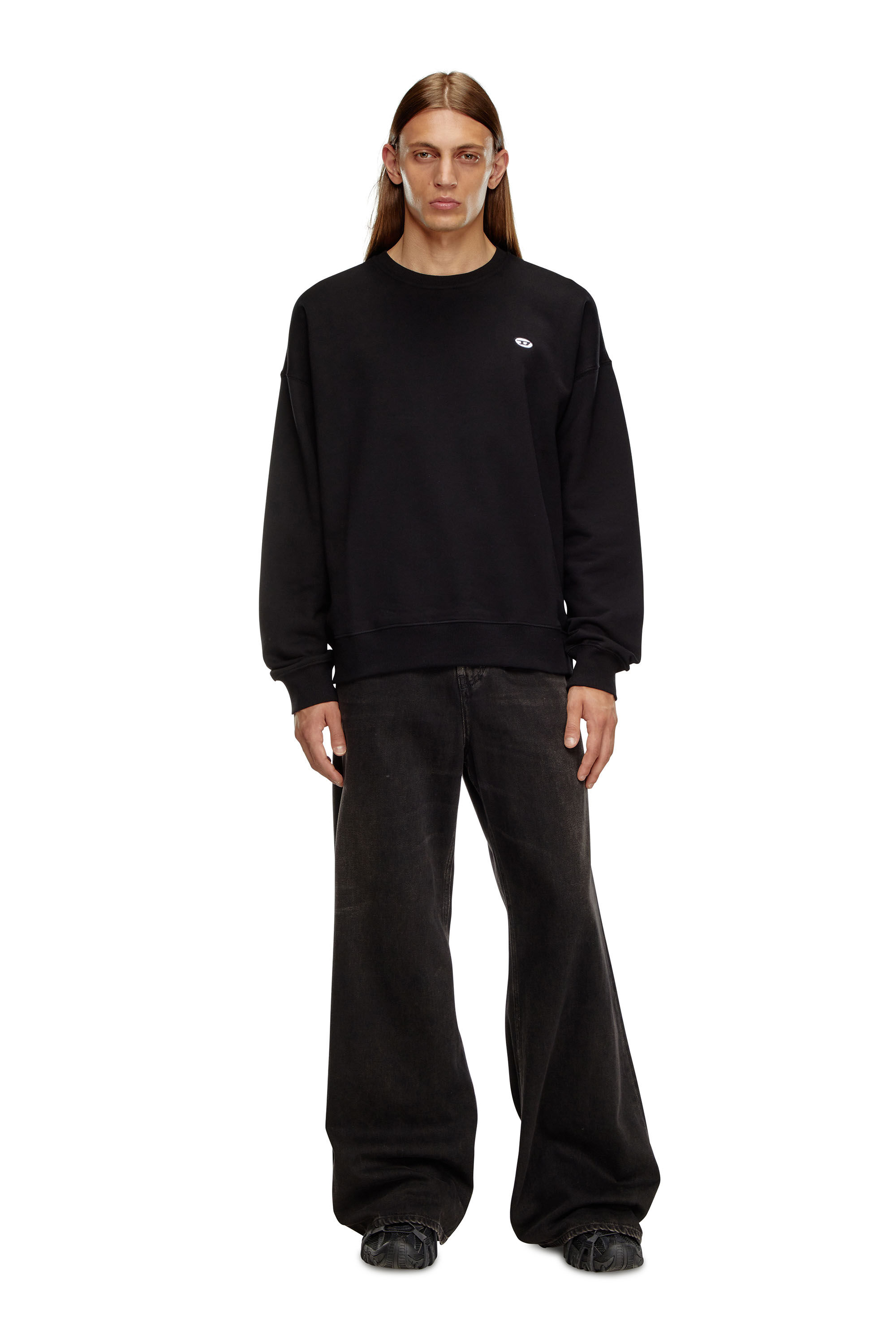 Diesel - S-ROB-DOVAL-PJ, Male's Sweatshirt with oval D patch in Black - 1