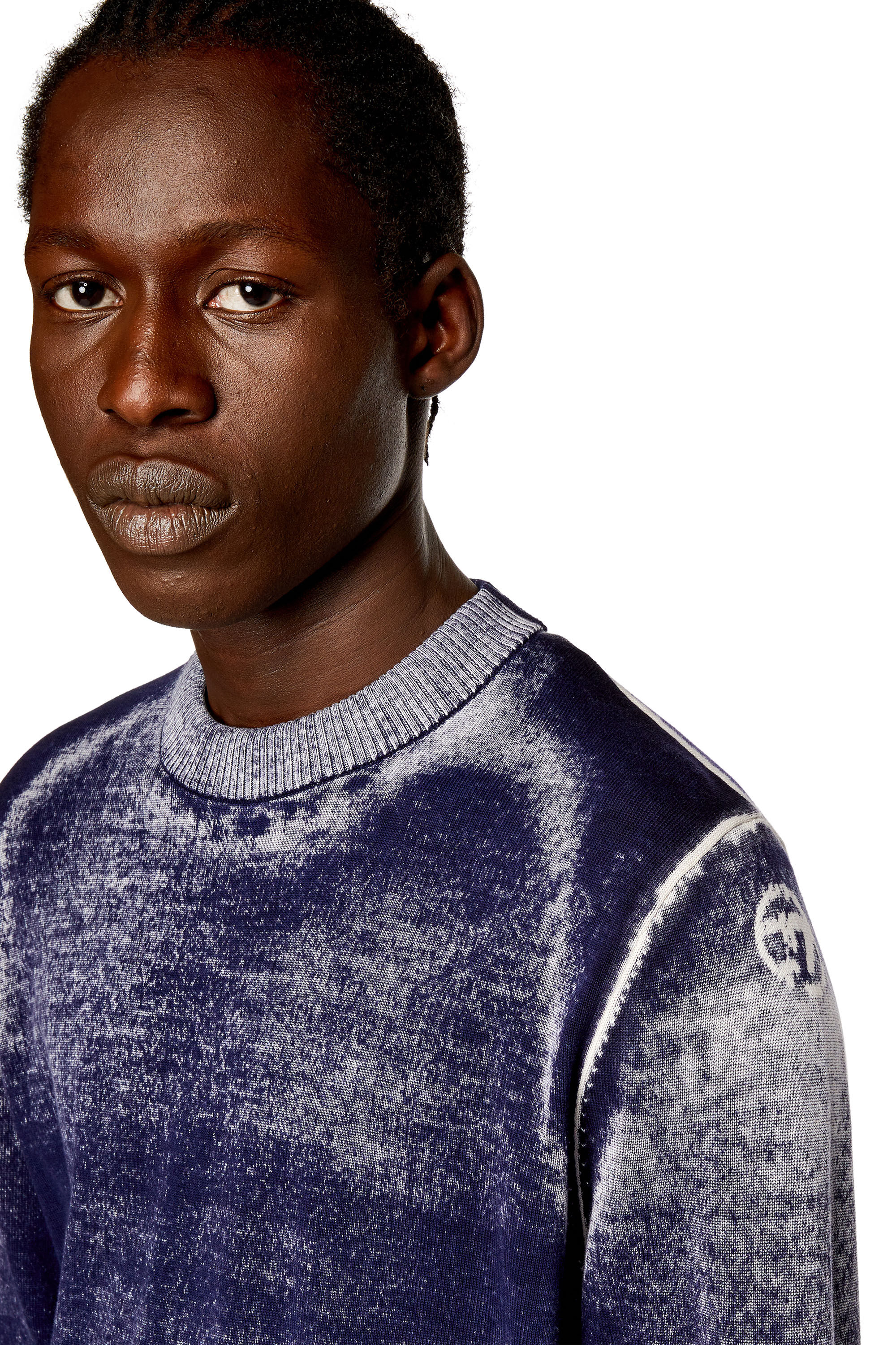 Men s Reverse print cotton jumper Blue Diesel