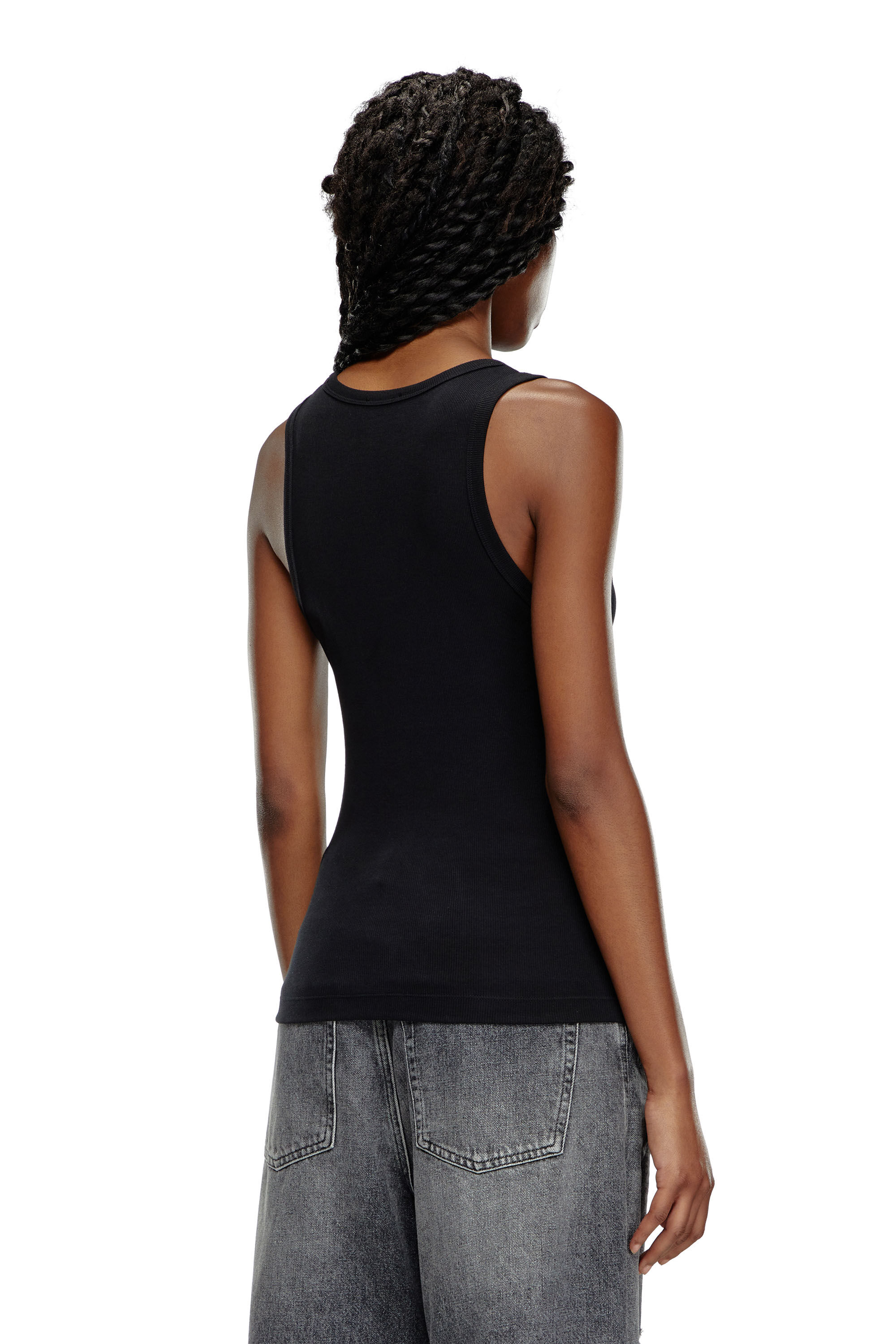 Diesel - T-ANKY-D, Female's Tank top with embroidered D patch in Black - 4