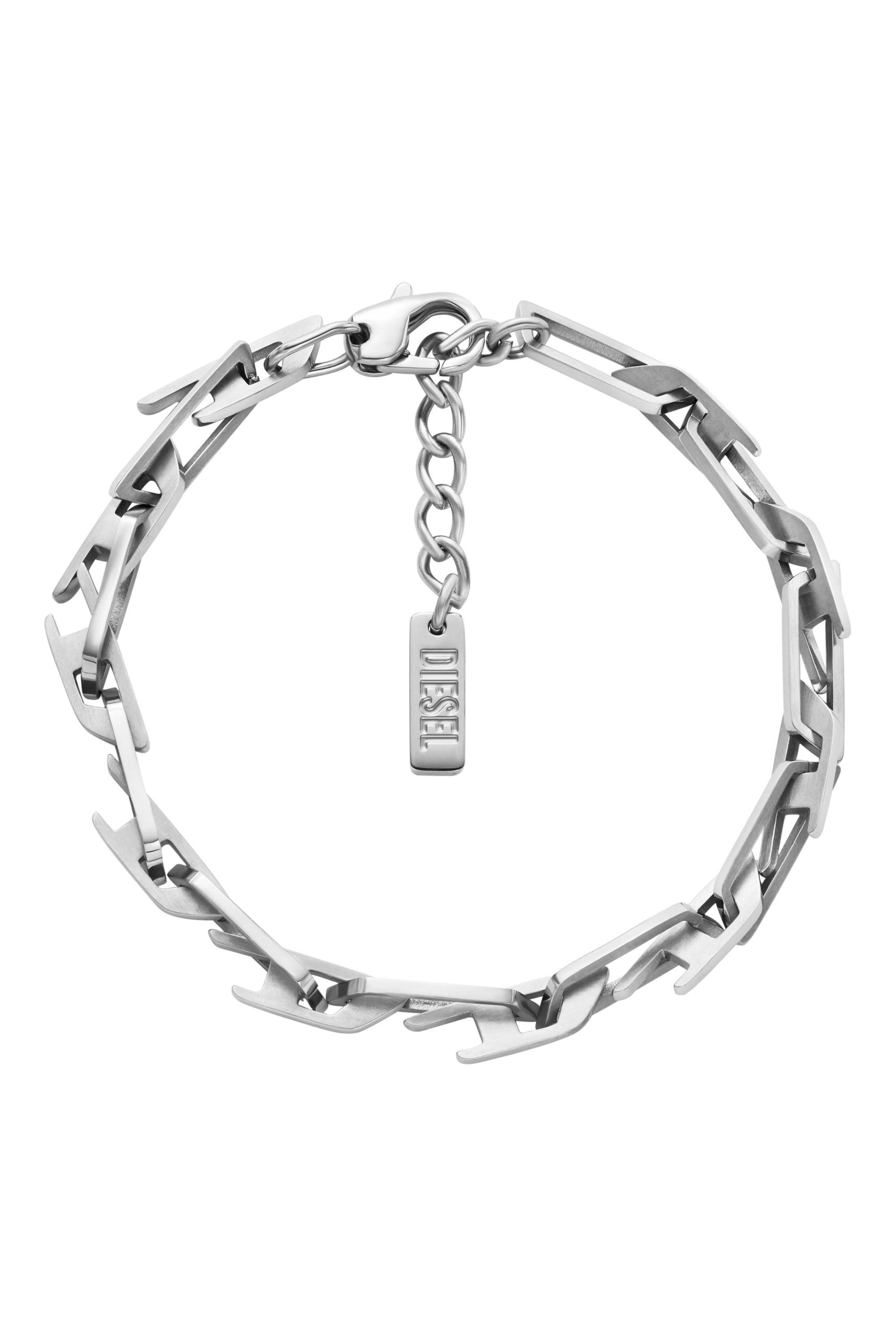 Diesel - DX1536040, Bracelet chaîne en acier inoxydable avec logo D entrelacé Mixte in Gris argenté - 1