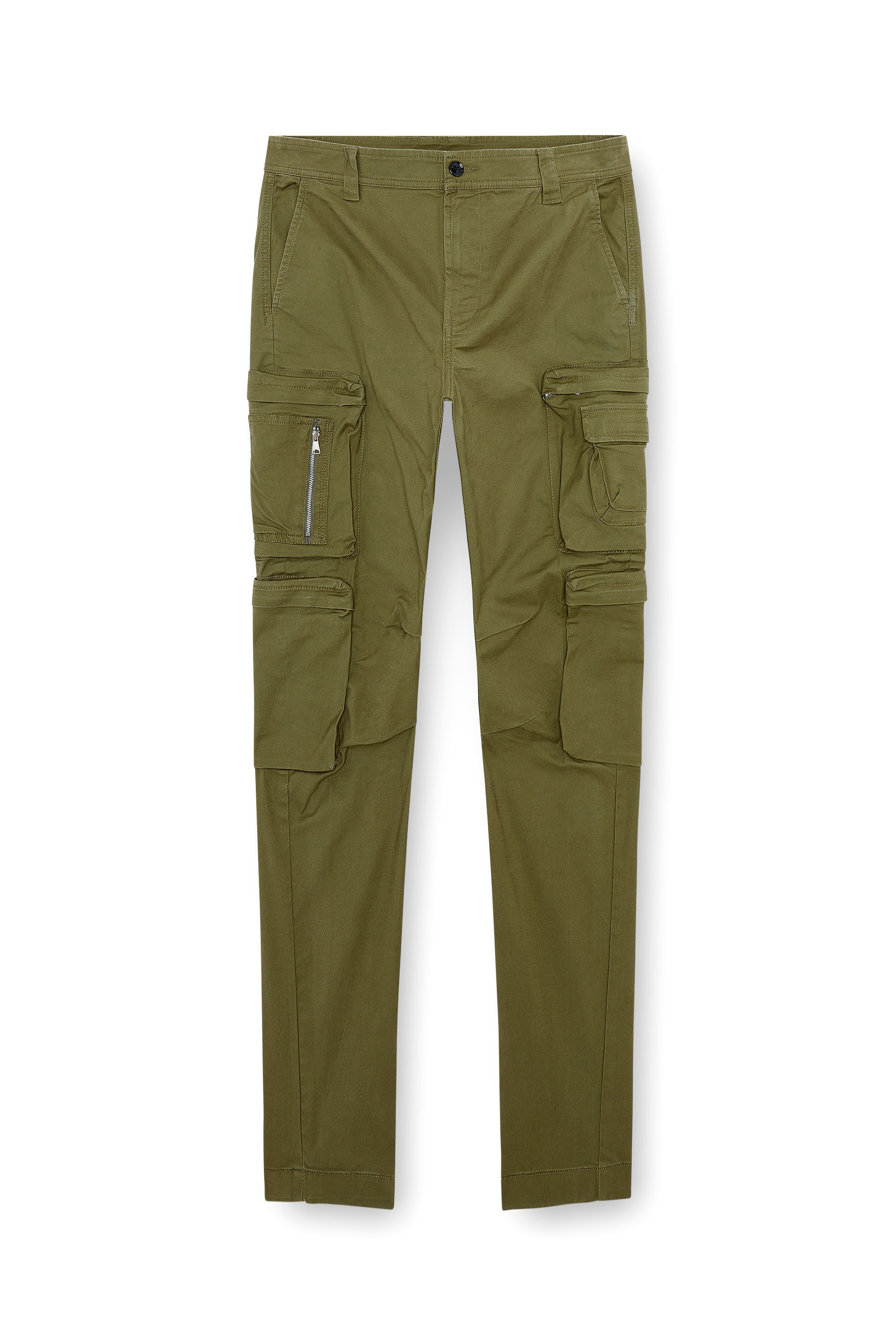 Diesel - P-ARLEM, Male's Cargo pants with zip pocket in Military Green - 2