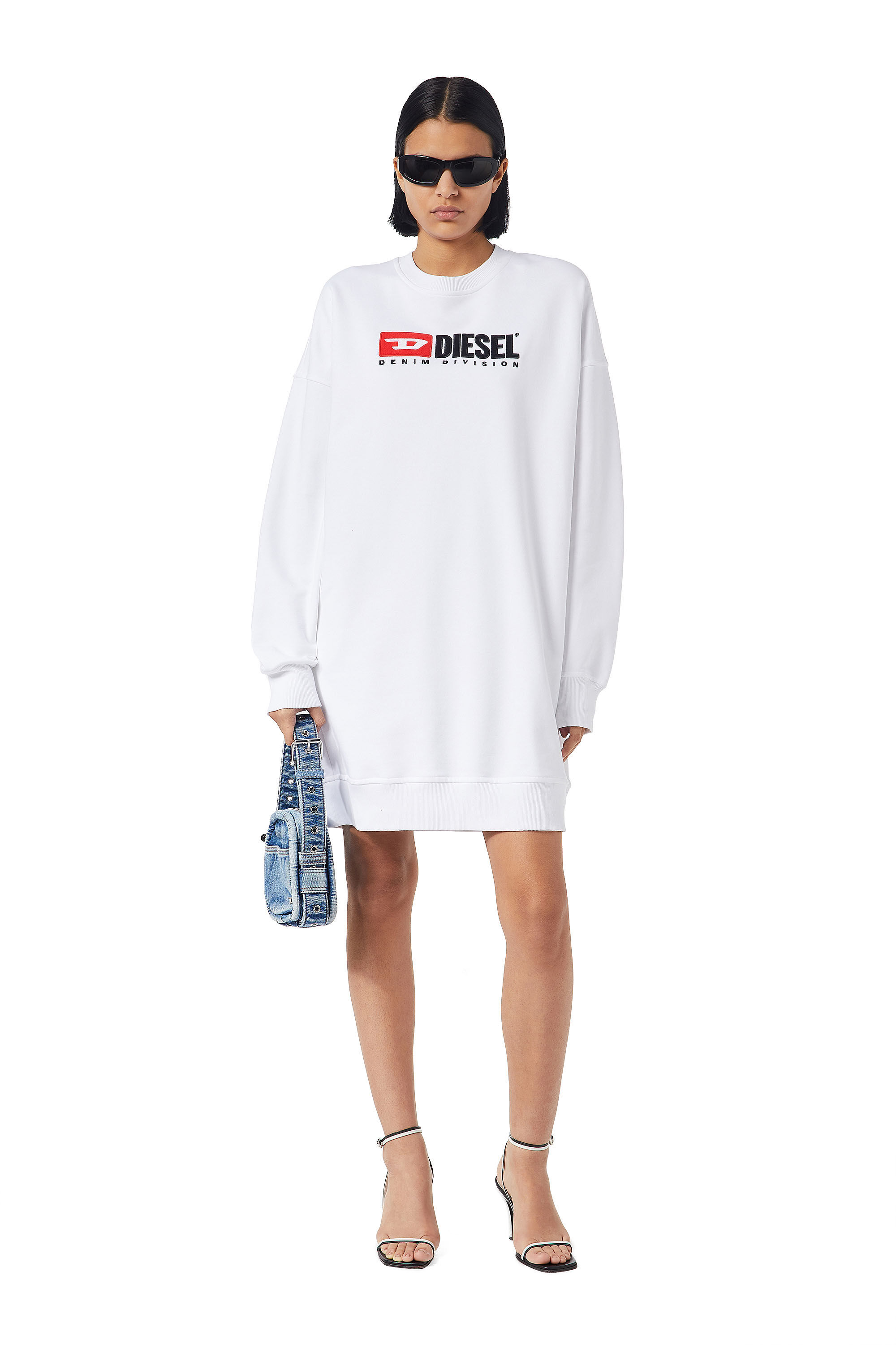Diesel - D-ROBBIE-DIV, Female's Sweatshirt dress with logo in White - 2