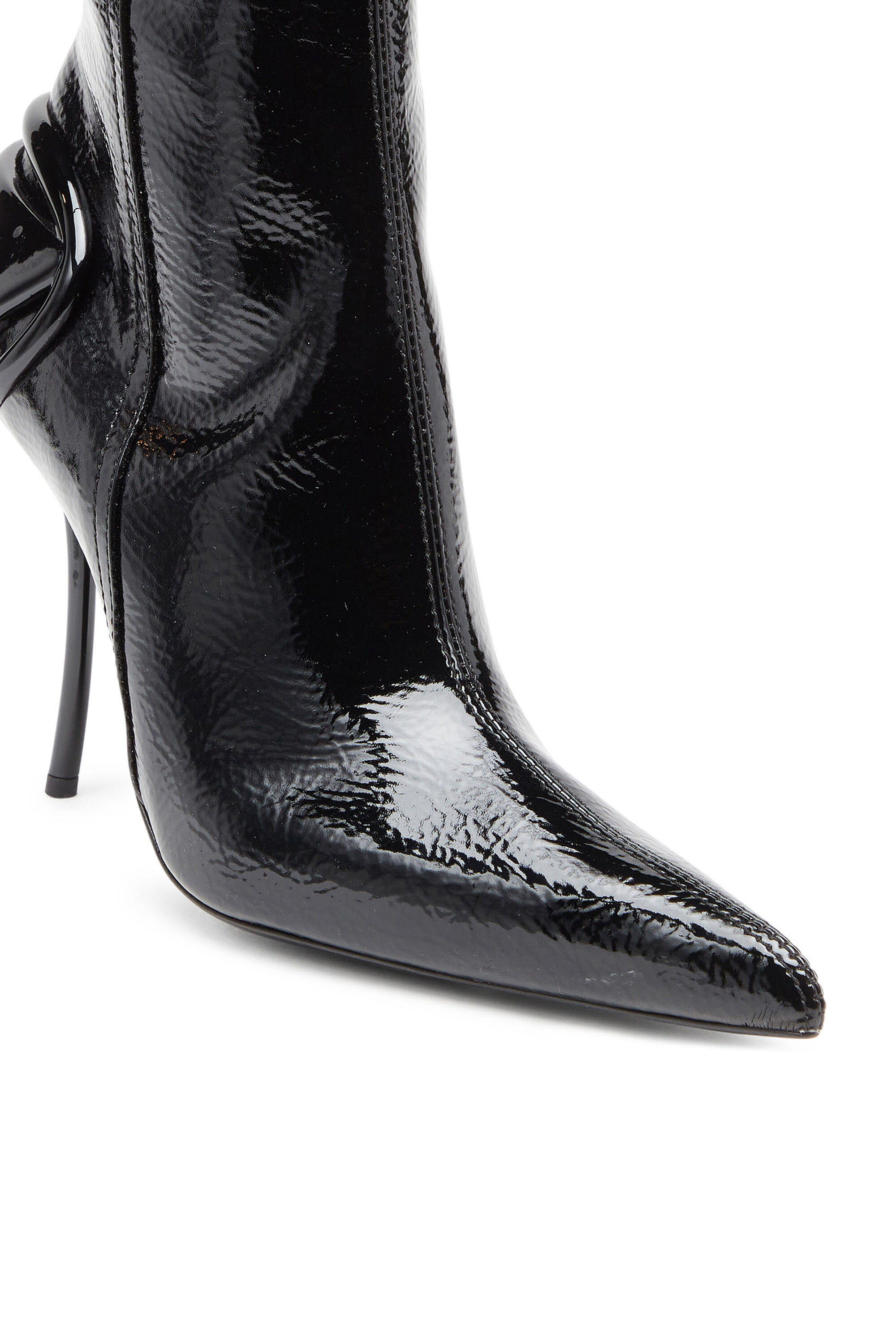 Diesel - D-TEN&HALF HB, Female's D-Ten&Half-Glossy knee-high boots with curved heel in Black - 4