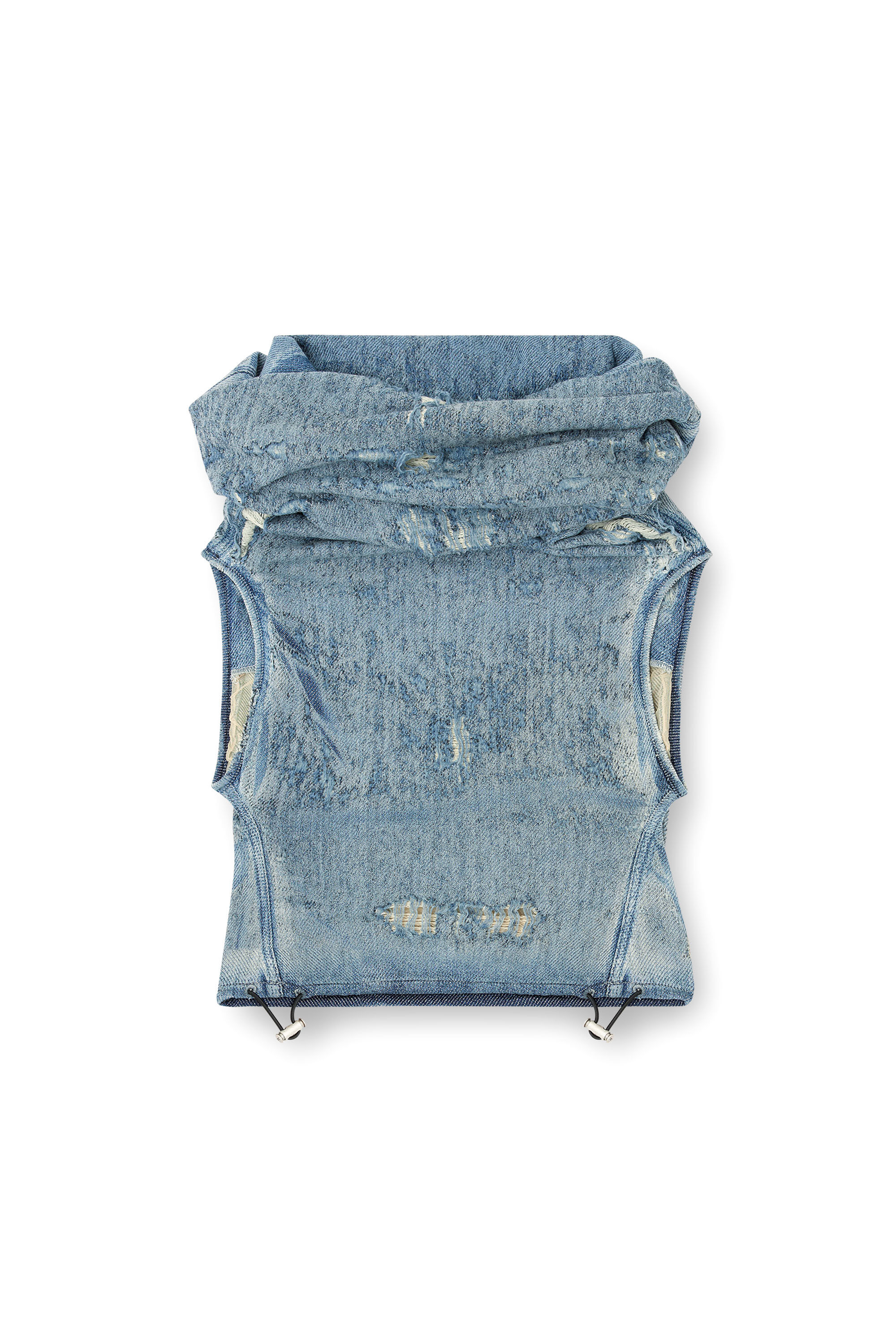 Diesel - DE-VANIA-FSG, Top en denim jacquard ultra-destroyed Femme in Bleu - 2
