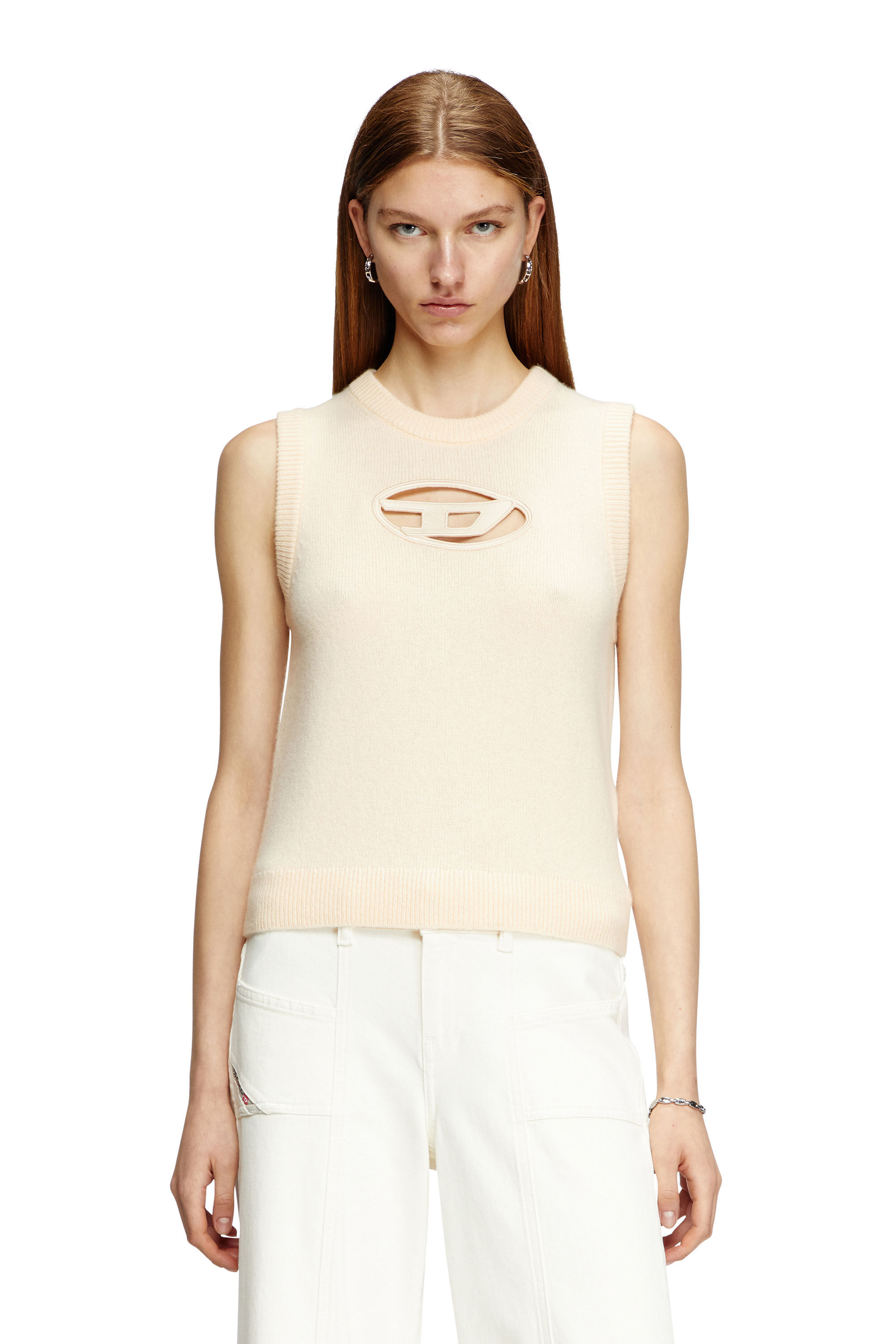 Diesel - M-ARGARIN-SL, Débardeur tricoté en mélange de cachemire Femme in Beige - 3