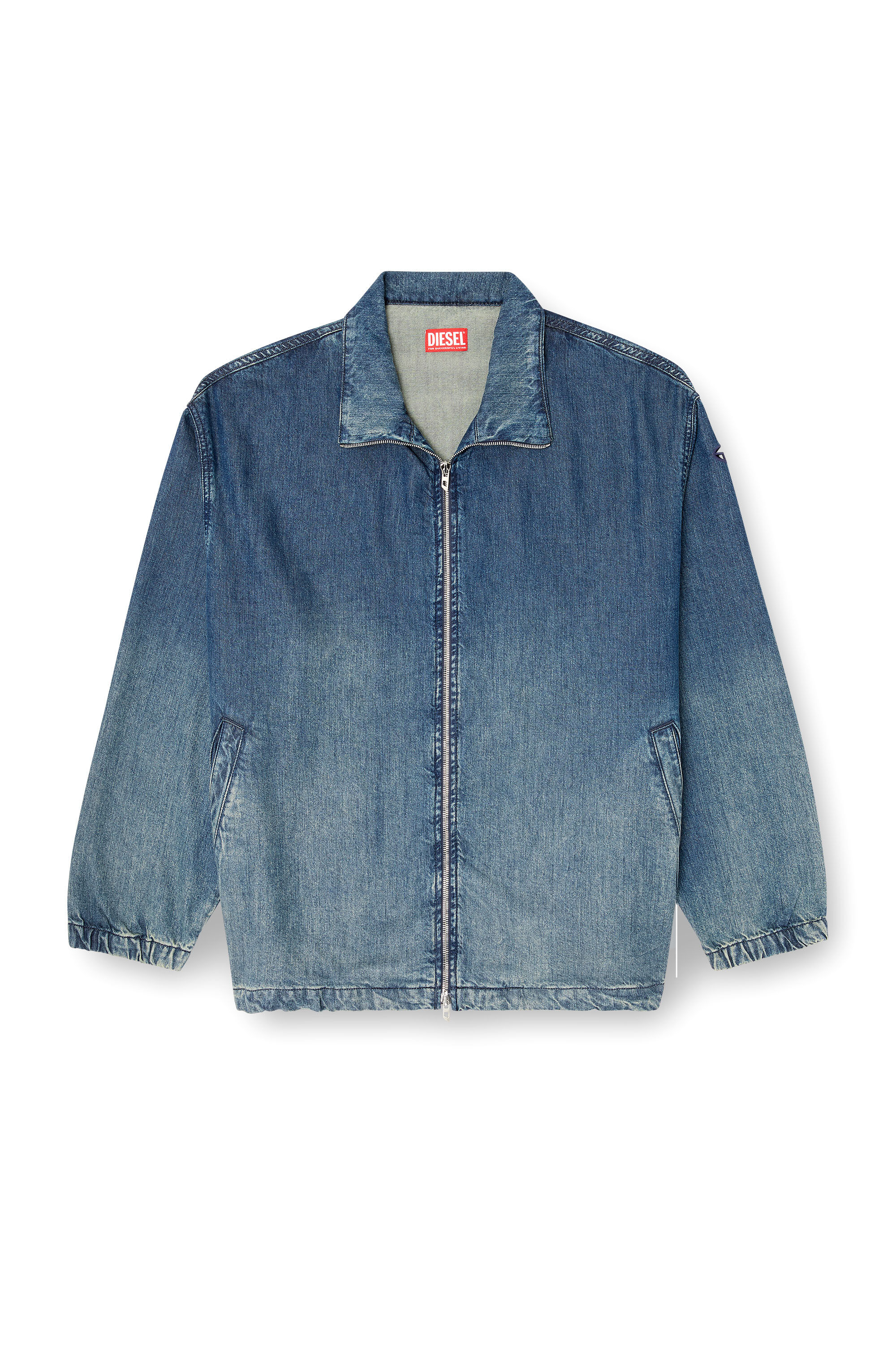 Diesel - D-KRAP-S6, Male's Zipped jacket in fluid denim in Medium Blue - 2