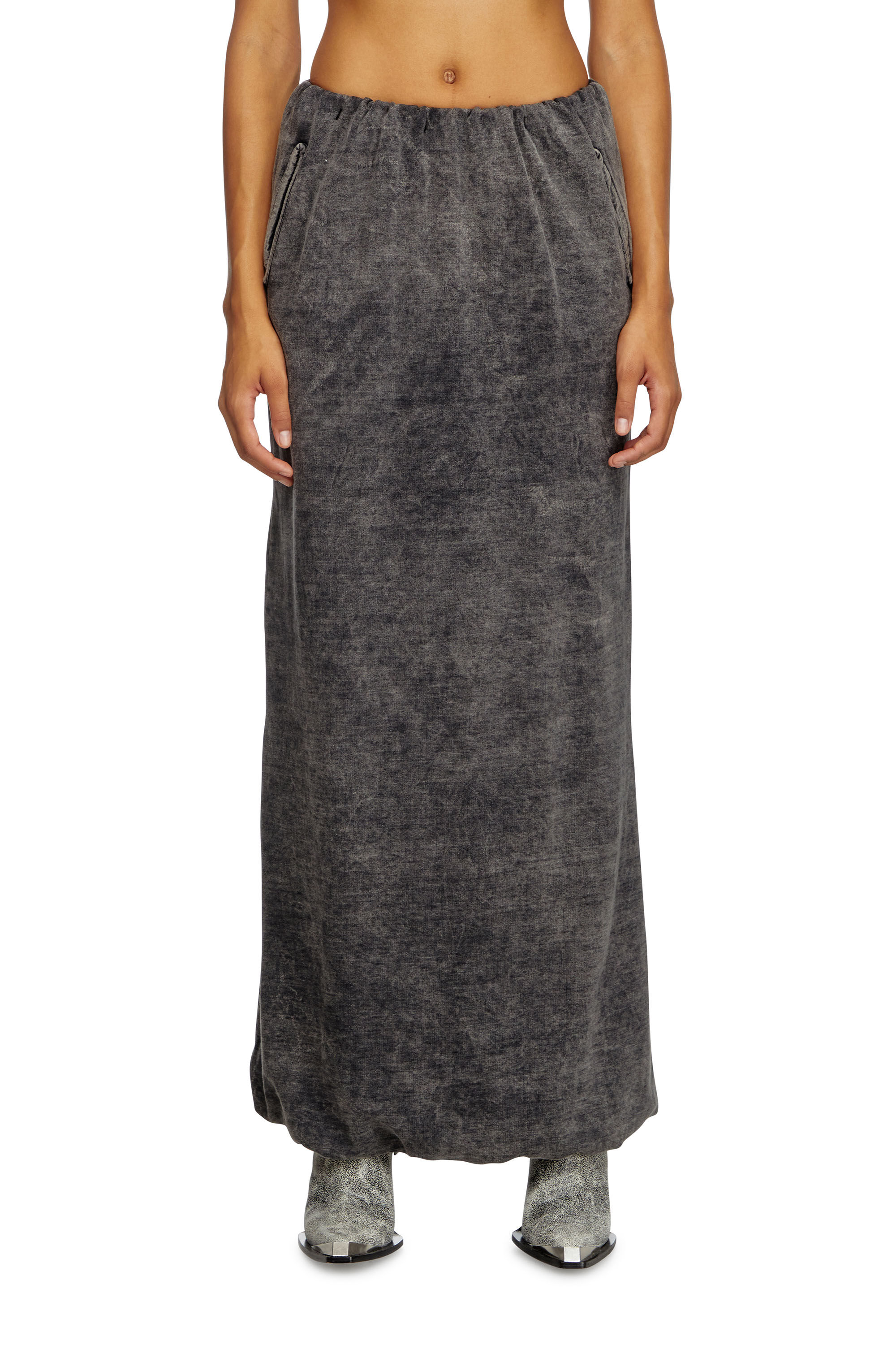 Diesel - O-TULIP, Female's Long skirt with denim effect in Black - 3