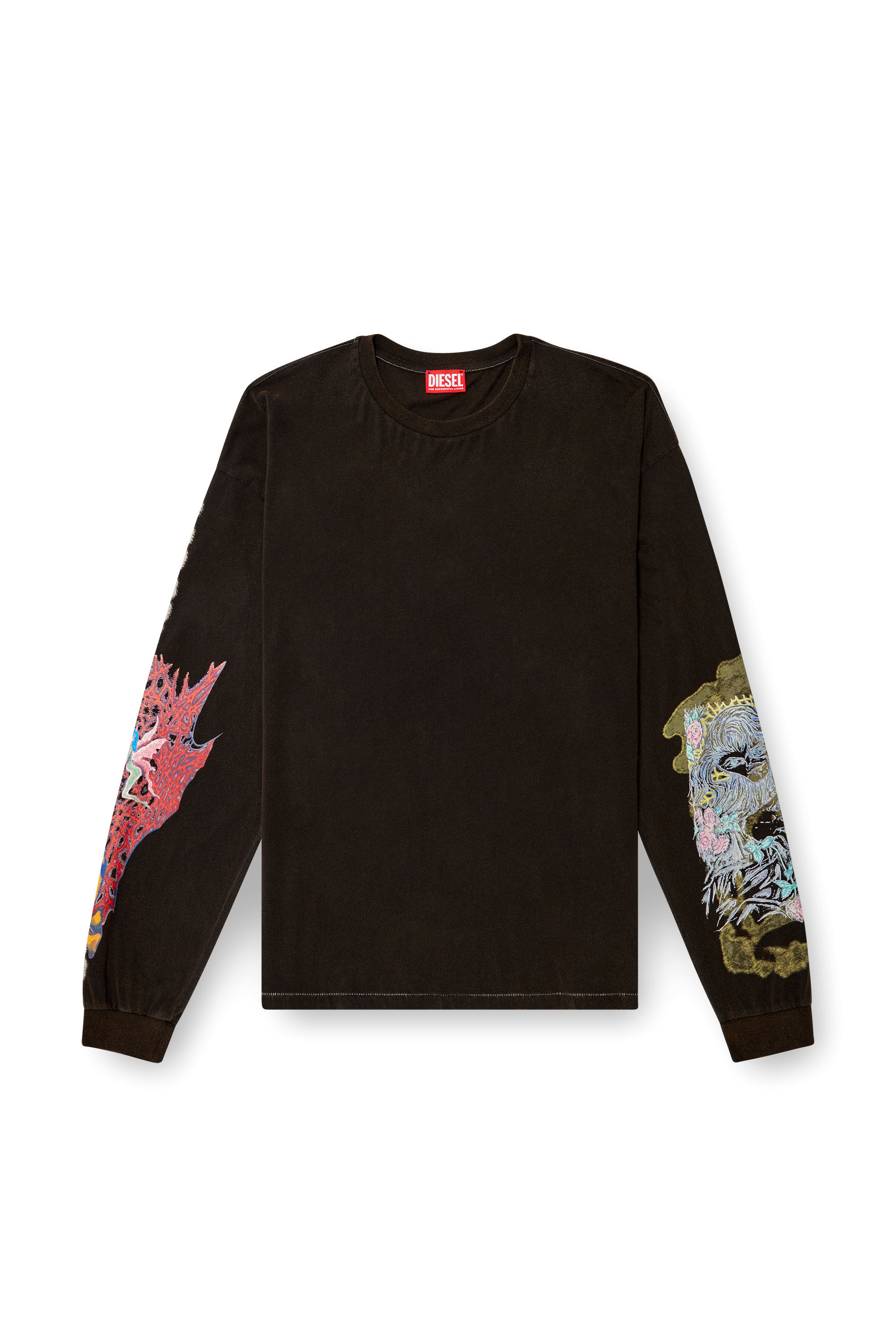 Diesel - T-BOXT-LS-R4, Male's Long-sleeve T-shirt with printed graphics in Black - 2