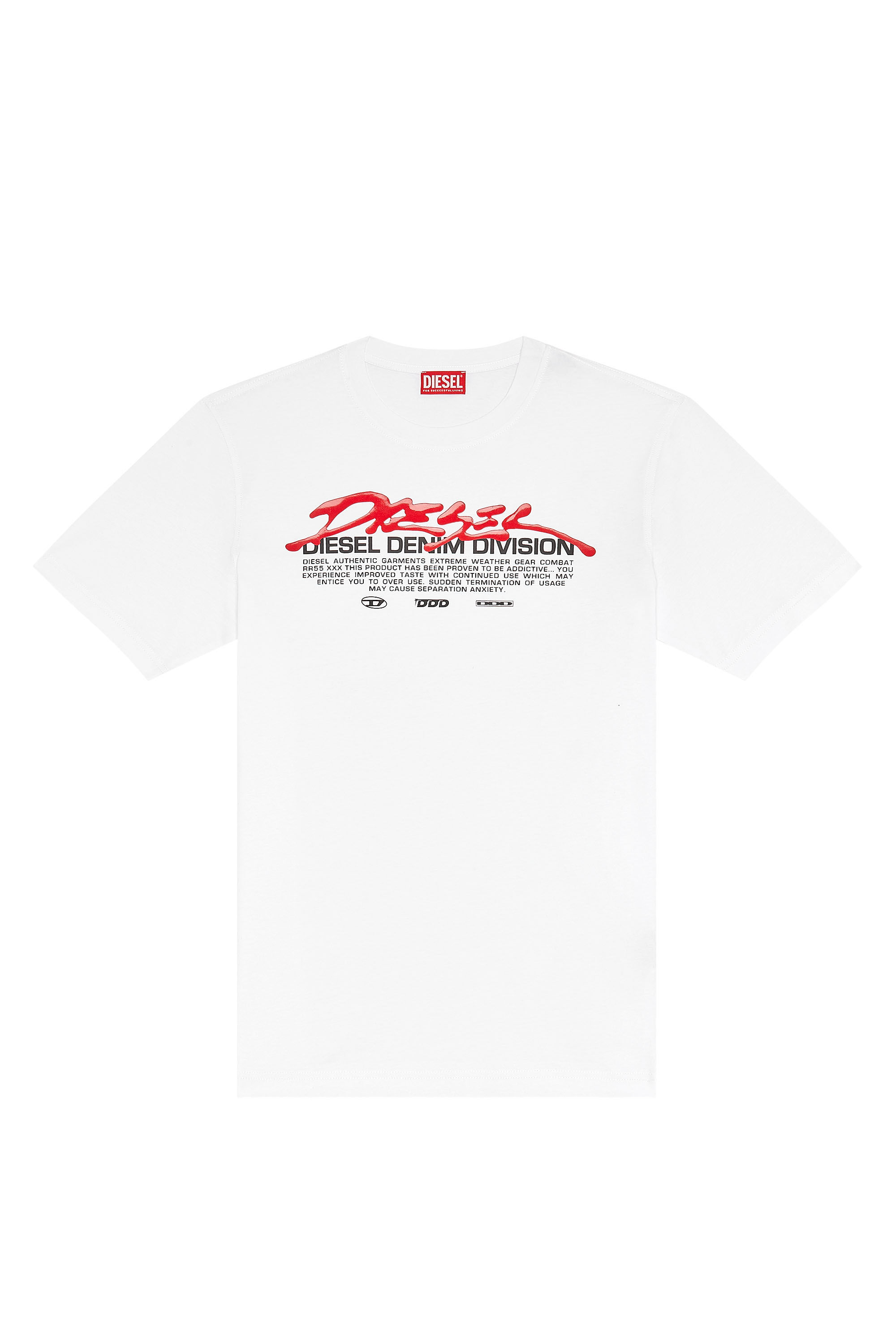 Diesel - T-JUST-L3, Male's T-shirt with gel Diesel print in White - 2