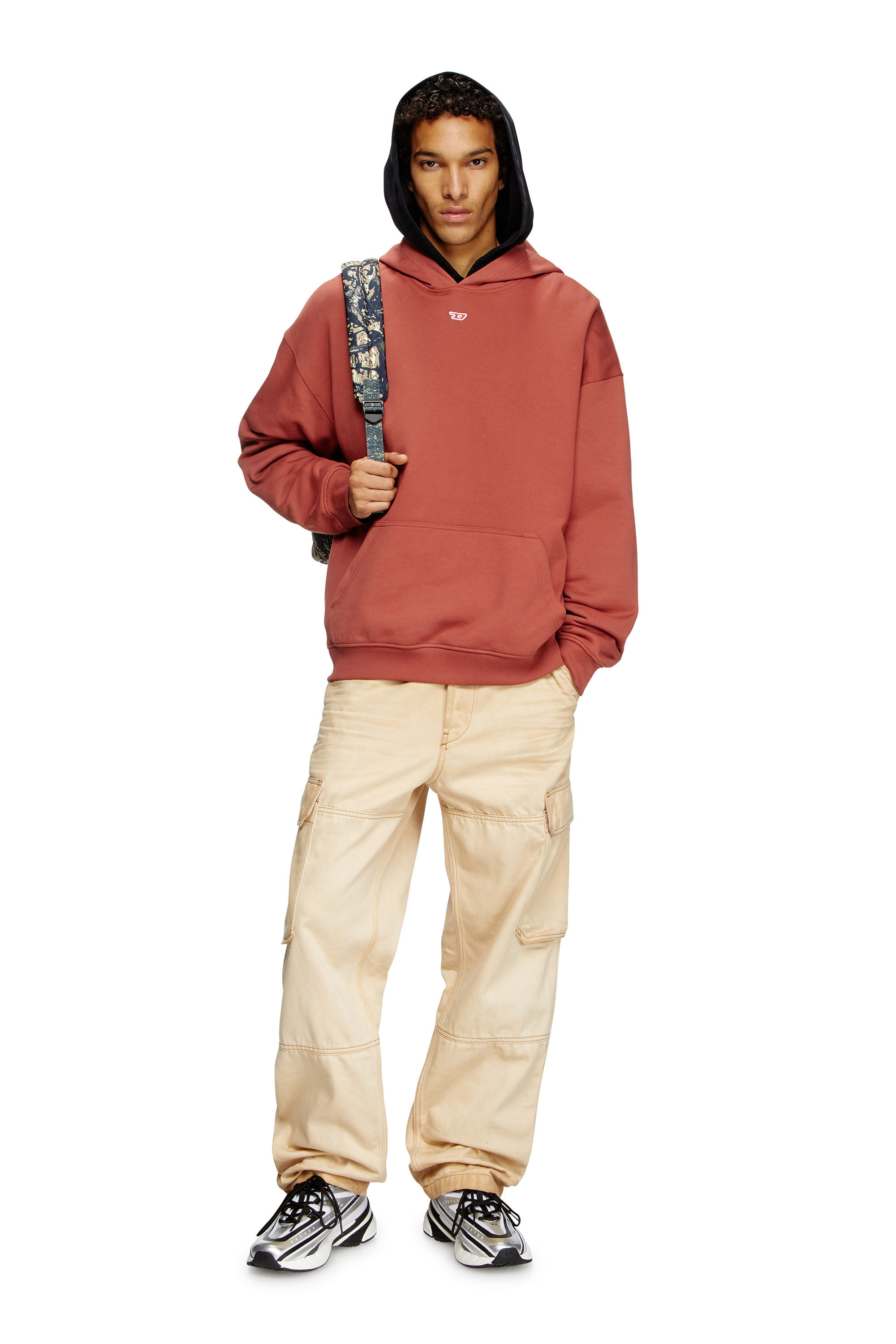 Diesel - S-BOXT-HOOD-D, Sweat-shirt à capuche avec empiècement D Homme in Rouge - 1