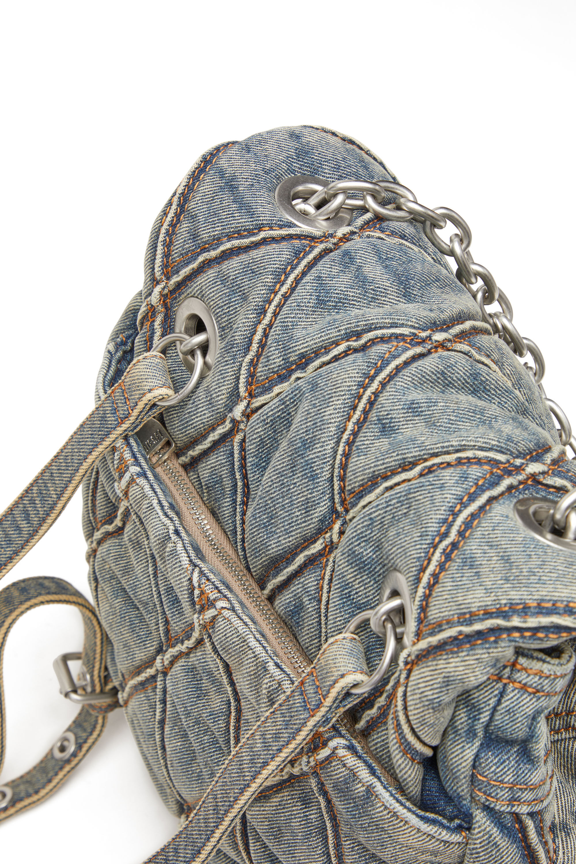 Diesel - CHARM-D BACKPACK S, Charm-D S-Sac à dos en denim matelassé Argyle Femme in Bleu - 6