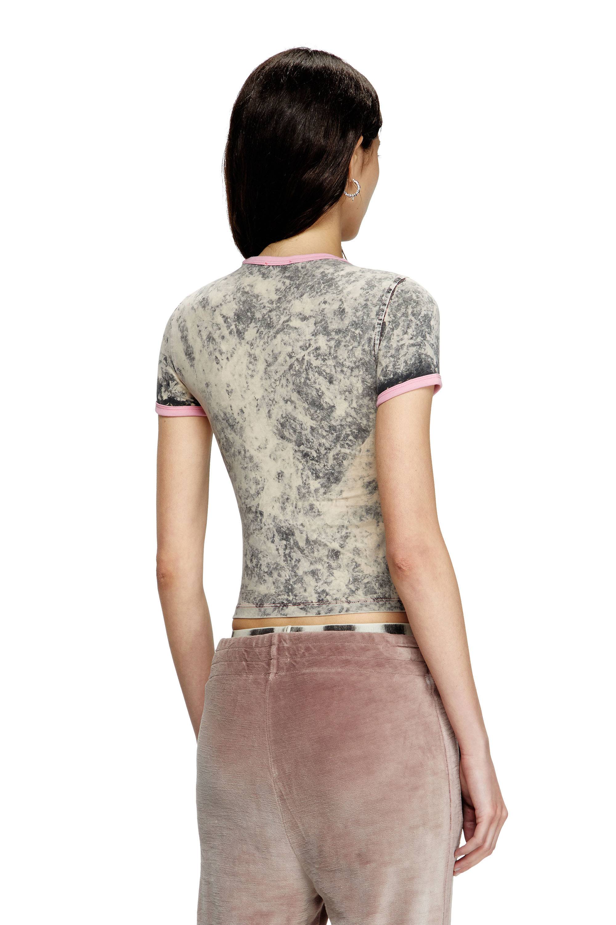 Diesel - T-UNCUTIES-SHORT-Q1, Female's T-shirt with Diesel Core print in Grey - 4