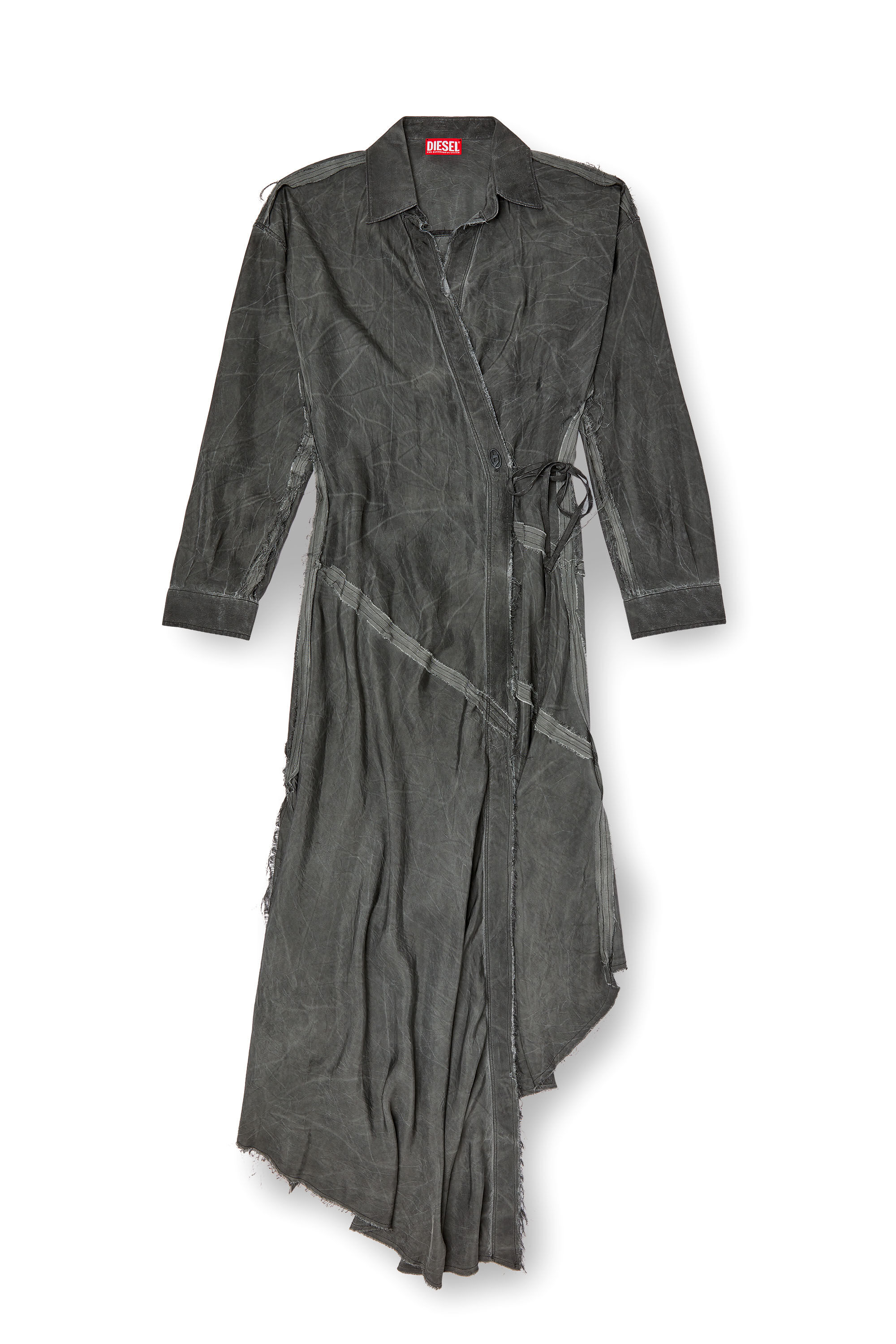 Diesel - D-RAVEN-Q1, Robe asymétrique à manches longues Femme in Gris - 2