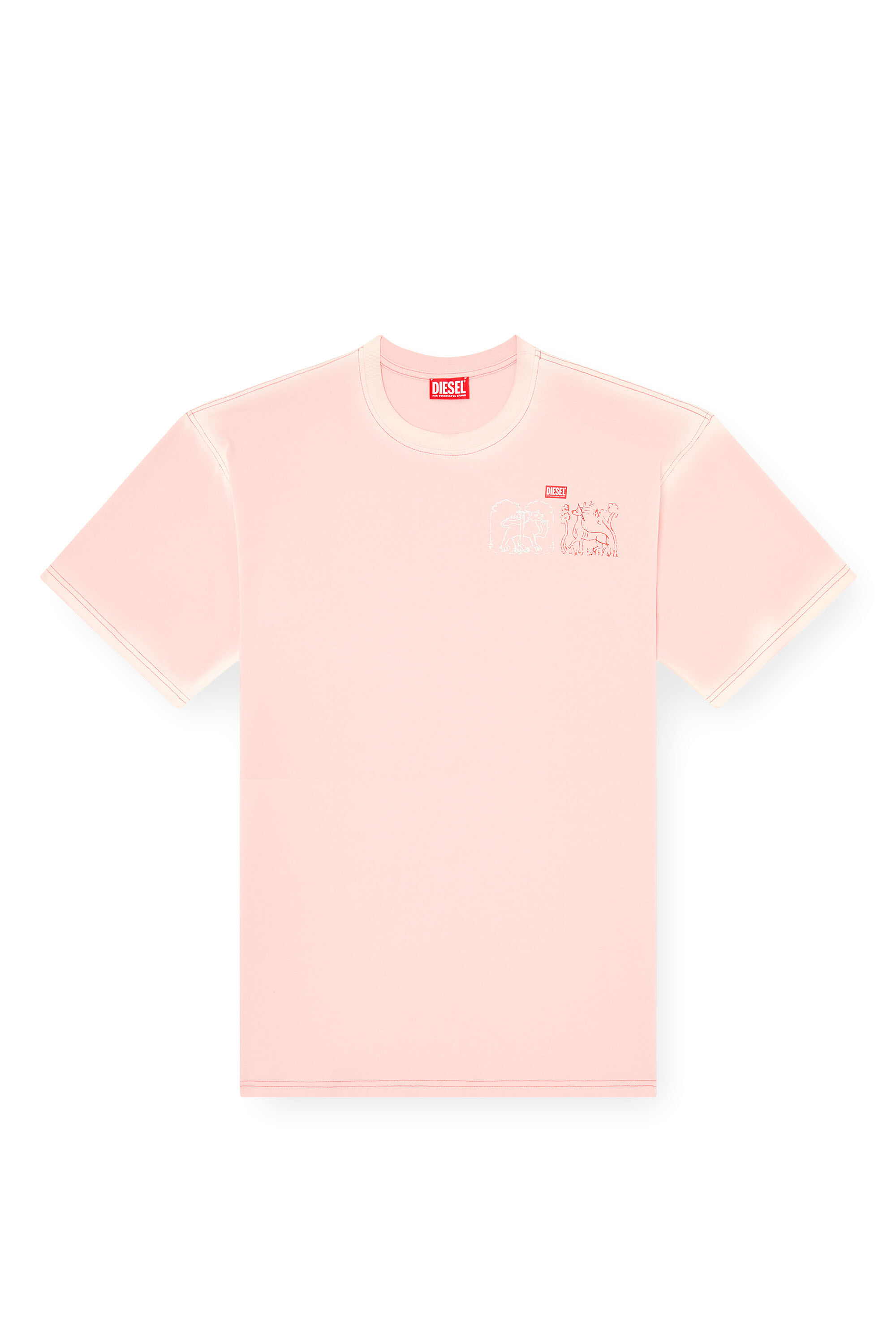 Diesel - T-BOXT-T10, Male's T-shirt with sword print in Pink - 2