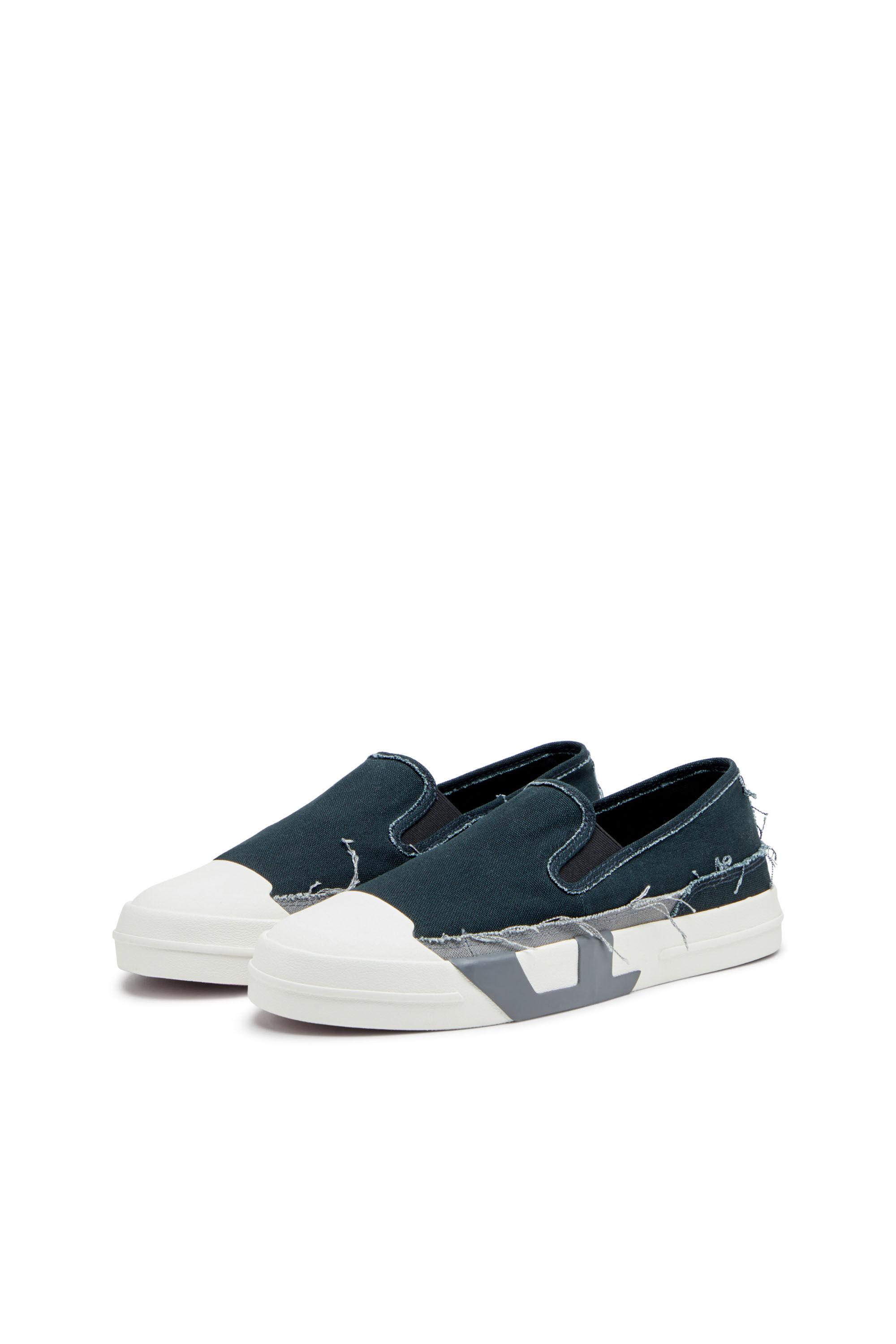 Diesel - S-D-VERSE SO, Male's S-D-Verse-Slip-on sneakers in frayed canvas in Blue/Grey - 8