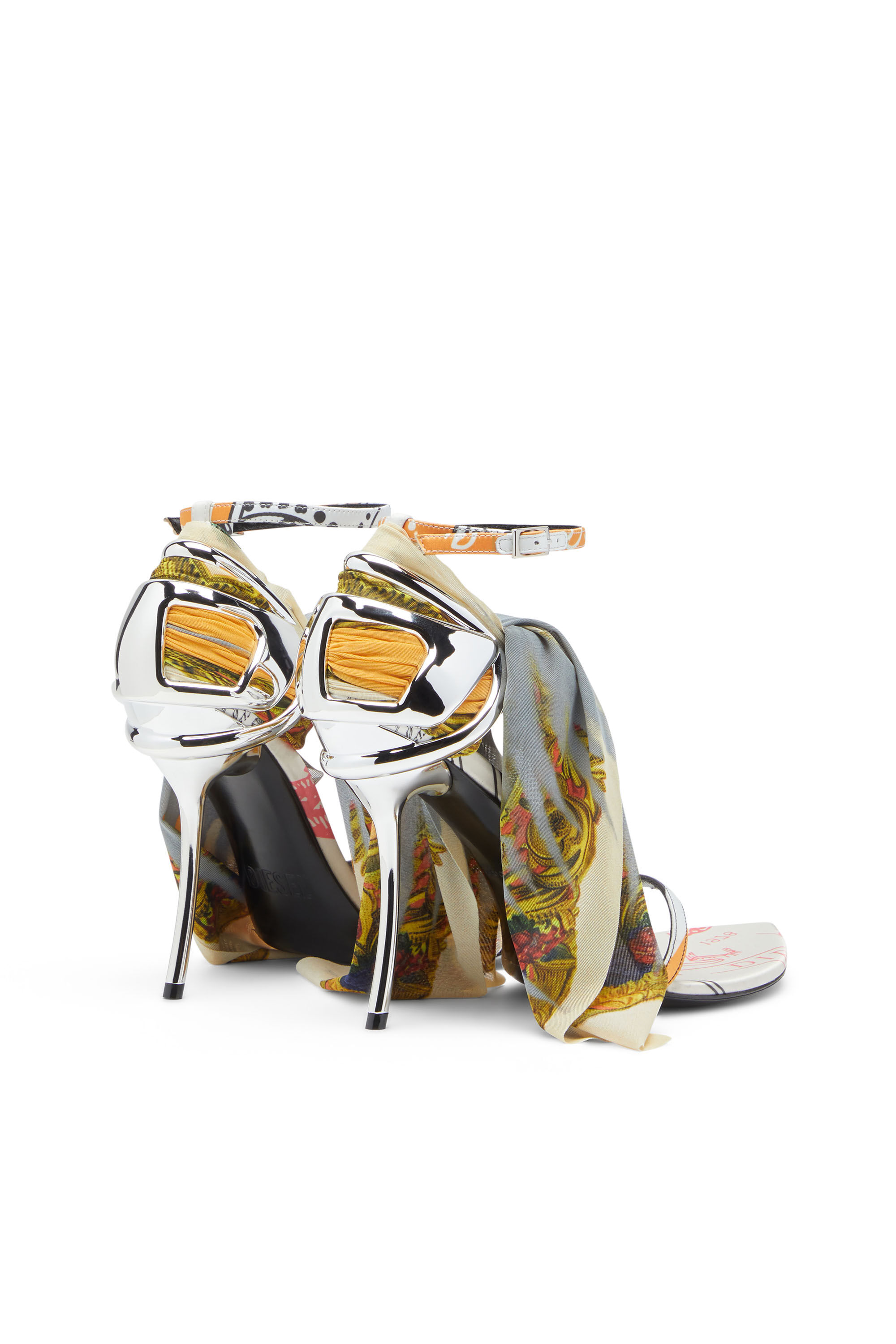 Diesel - D-TEN&HALF SDL BANDANA, D-Ten&Half-Sandale bandana en satin à talon aiguille Femme in Polychrome - 3