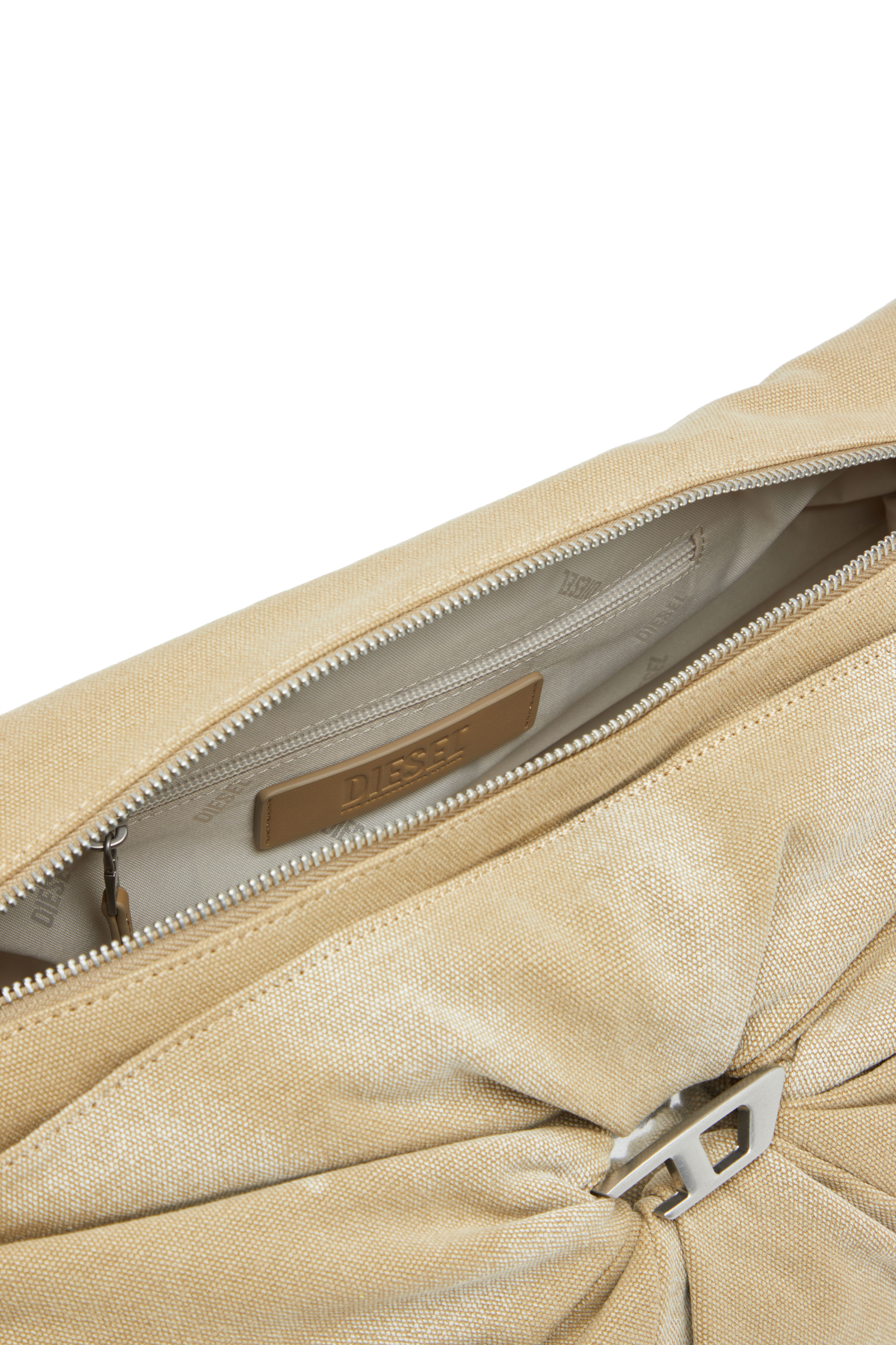Diesel - SCRUNCH-D CROSSBODY L, Scrunch-D L-Sac polochon froissé en toile traitée Femme in Beige - 2