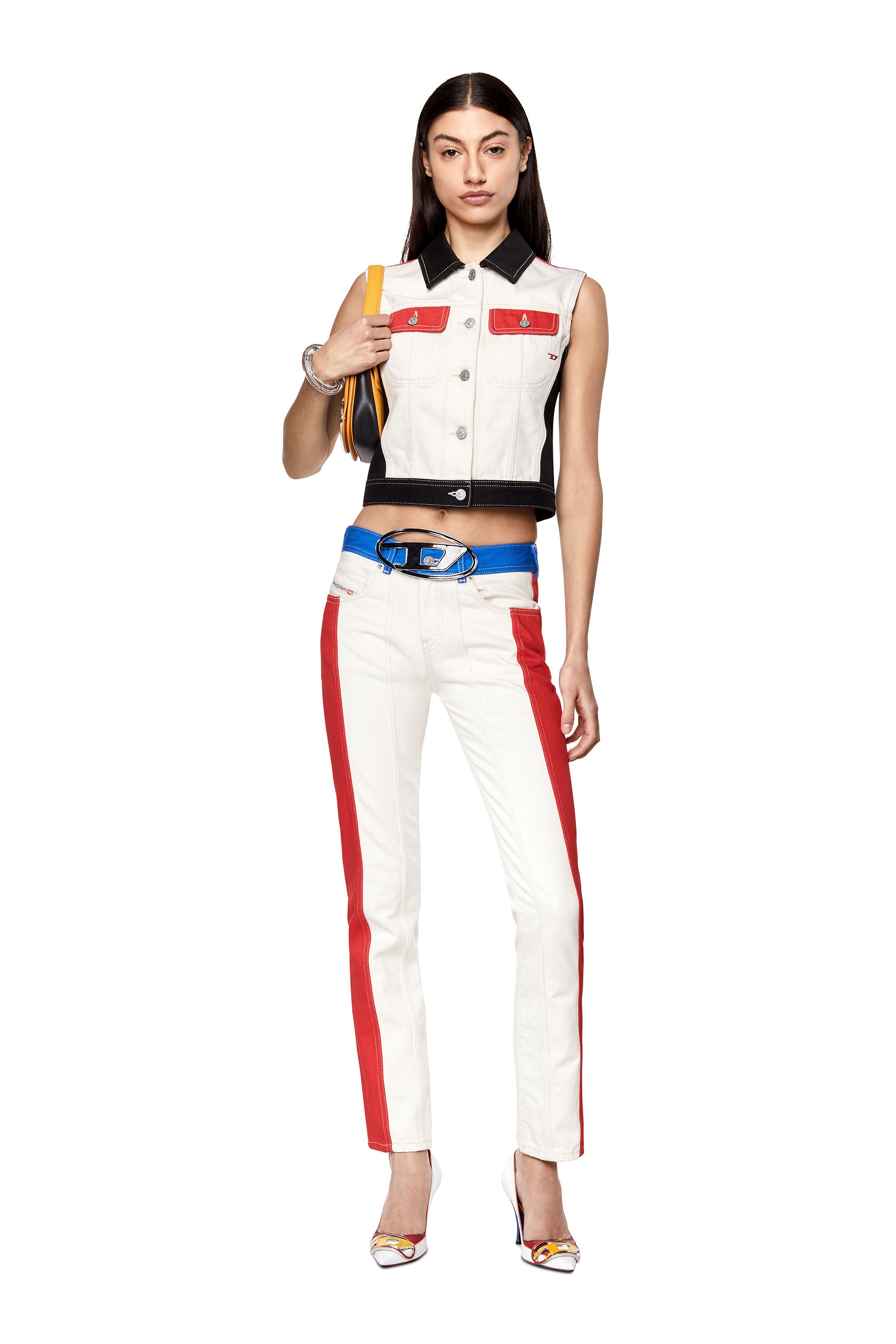 Diesel - 2002 0EIAR Straight Jeans, Blanc/Rouge - Image 1