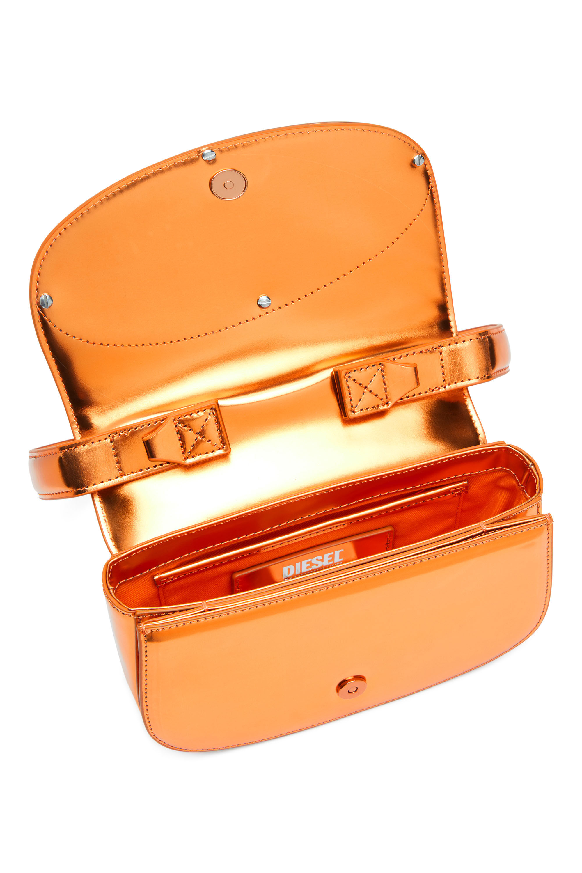 Orange leather shoulder bag clearance