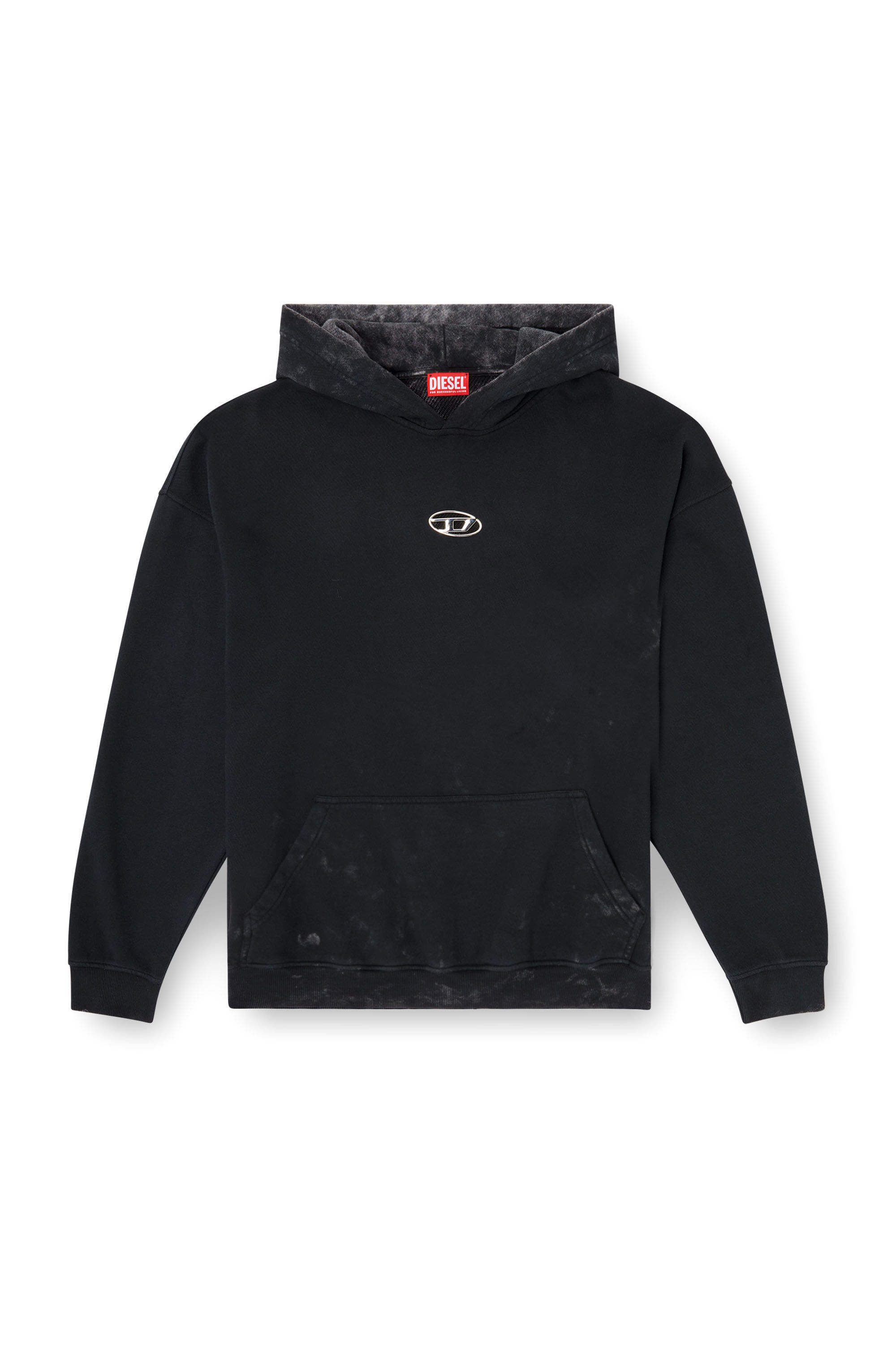 Diesel - S-BOXT-HOOD-T10, Male's Hoodie with cut-out metal Oval D in Black - 2