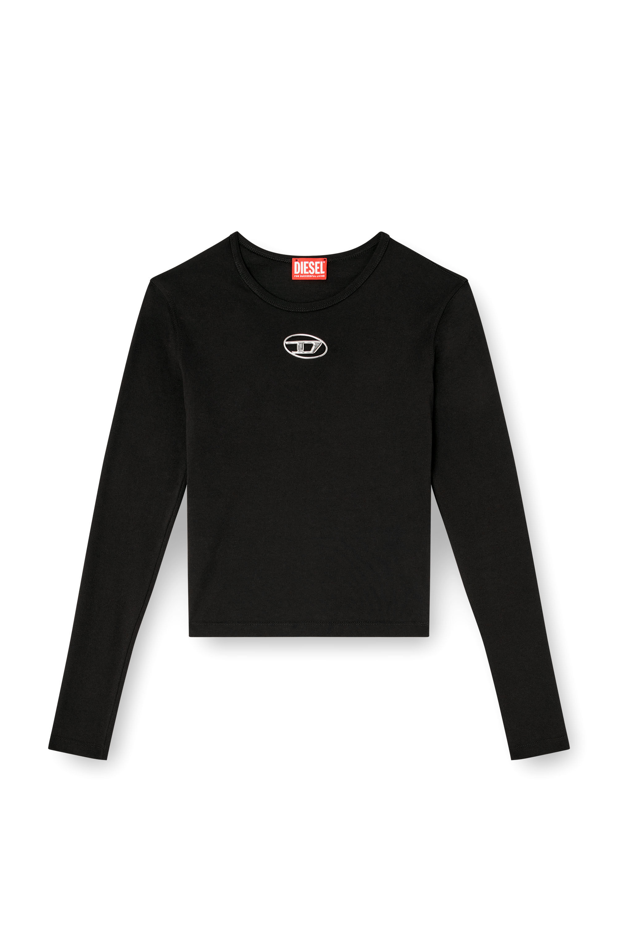 Diesel - T-UNCUTIE-LONG-LS-OD, Female's Long-sleeve top with Oval D cut-out in Black - 2