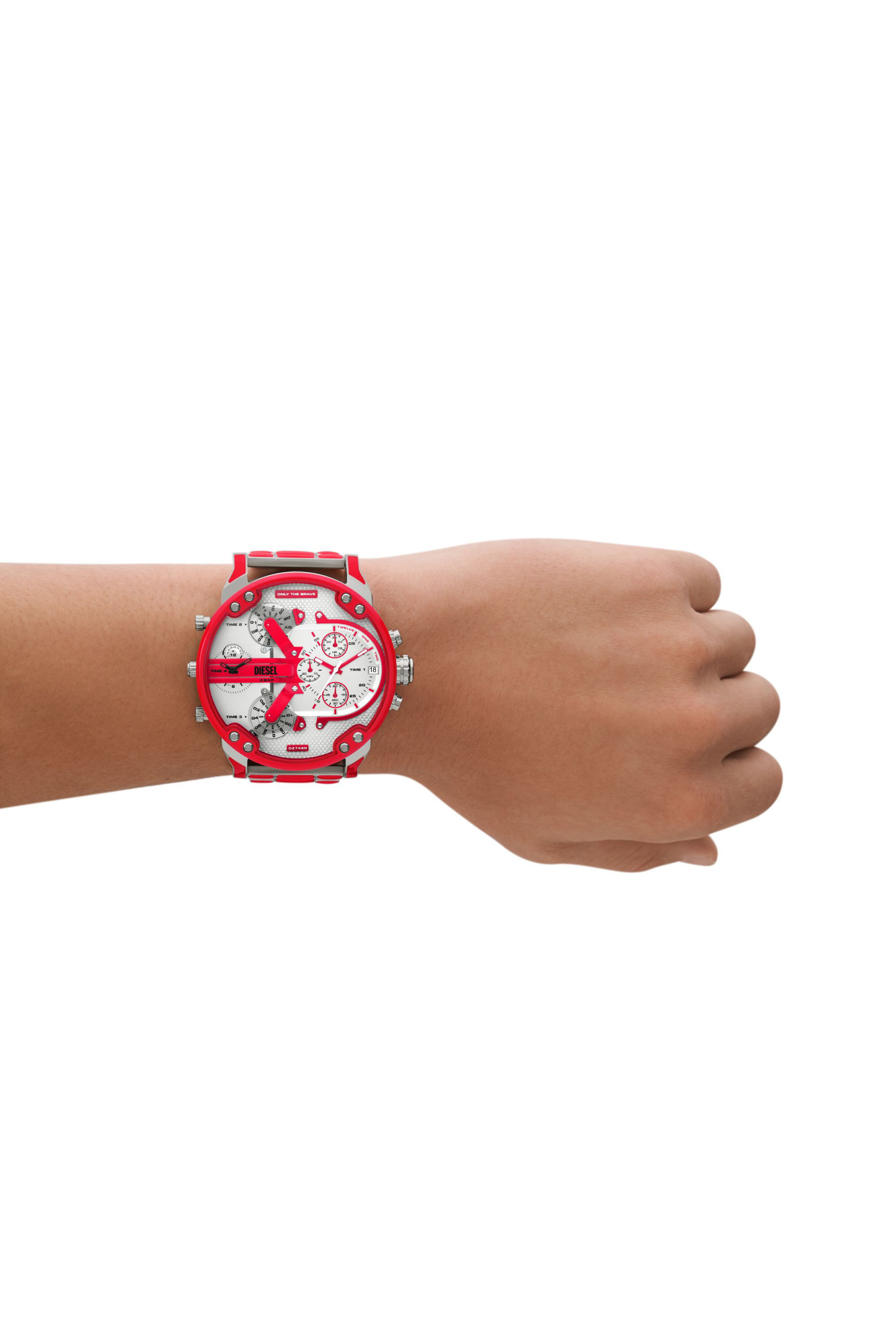 Men s Mr. Daddy 2.0 red enamel and stainless steel watch DZ7480