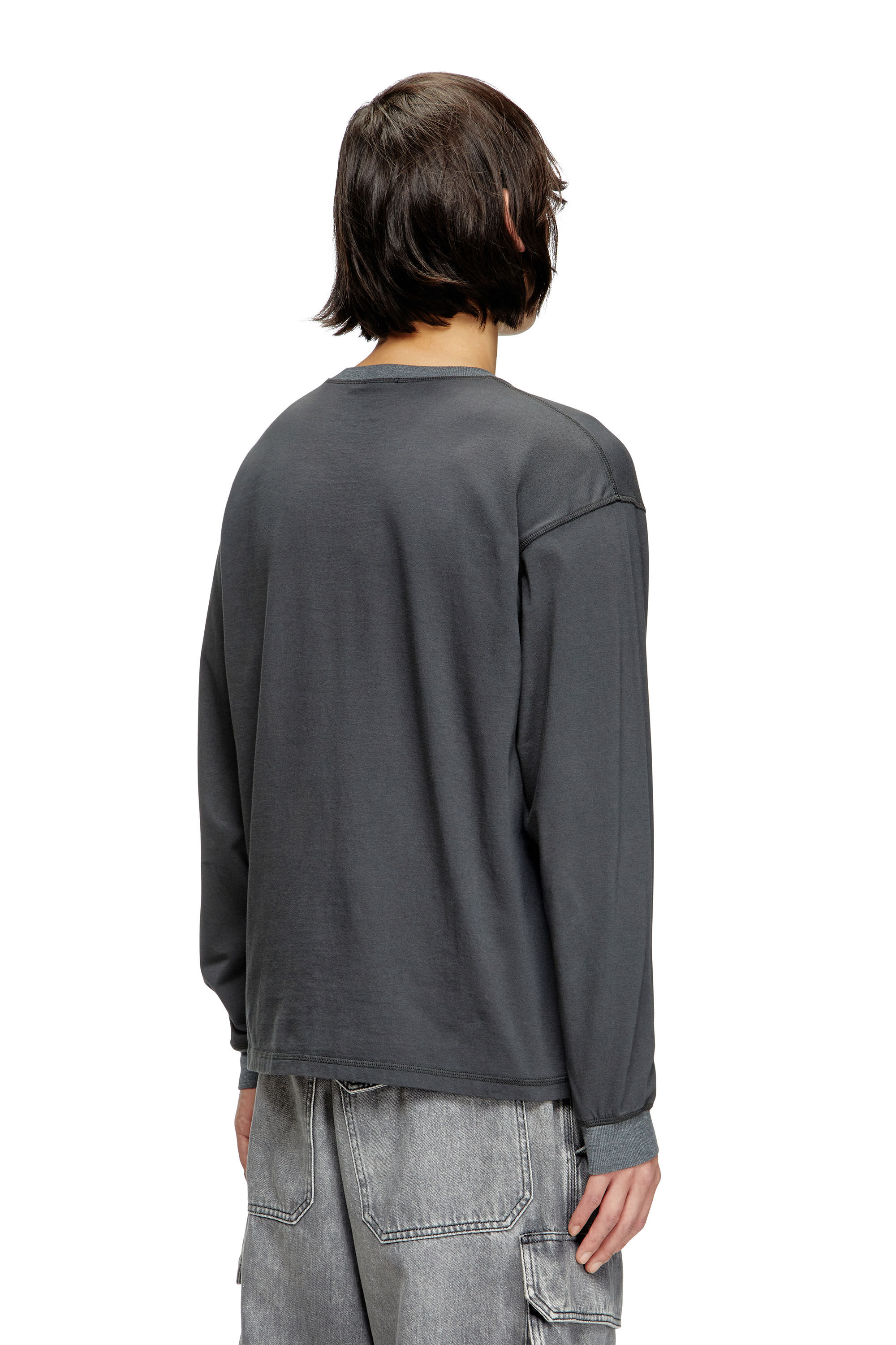 Diesel - T-BOXT-LS-HOSHI, Unisex's Long-sleeve T-shirt with charm necklace print in Dark Grey - 4