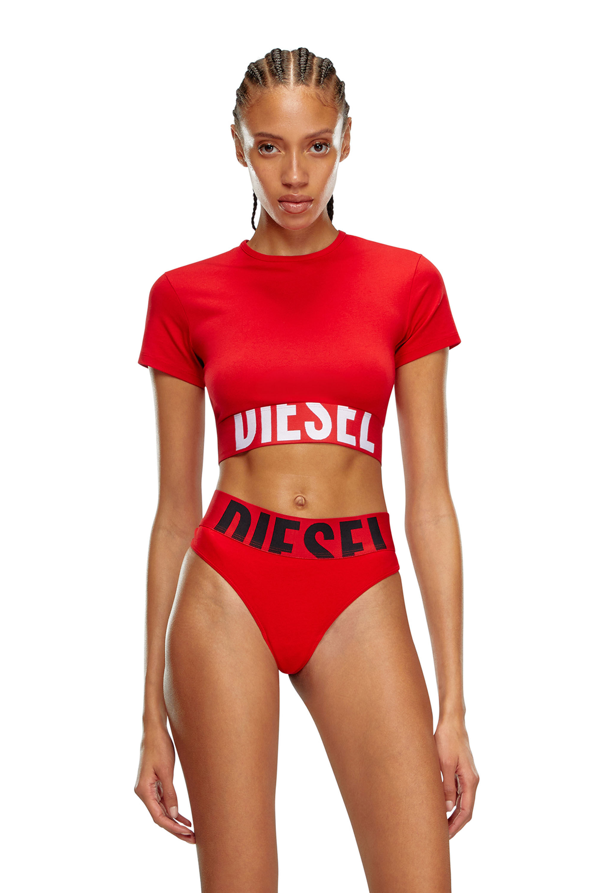 Diesel - UFTEE-SPORT-CROPPED-T-SHIRT, Rouge - Image 1