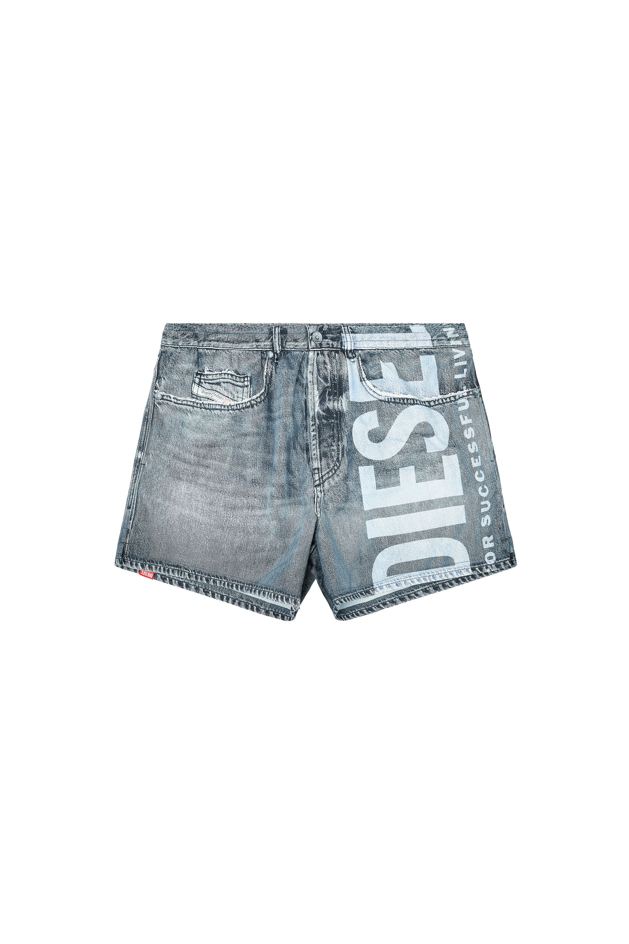 Diesel - KEN-37-DNM, Male's Mid-length trompe l'oeil-denim swim shorts in Grey - 4