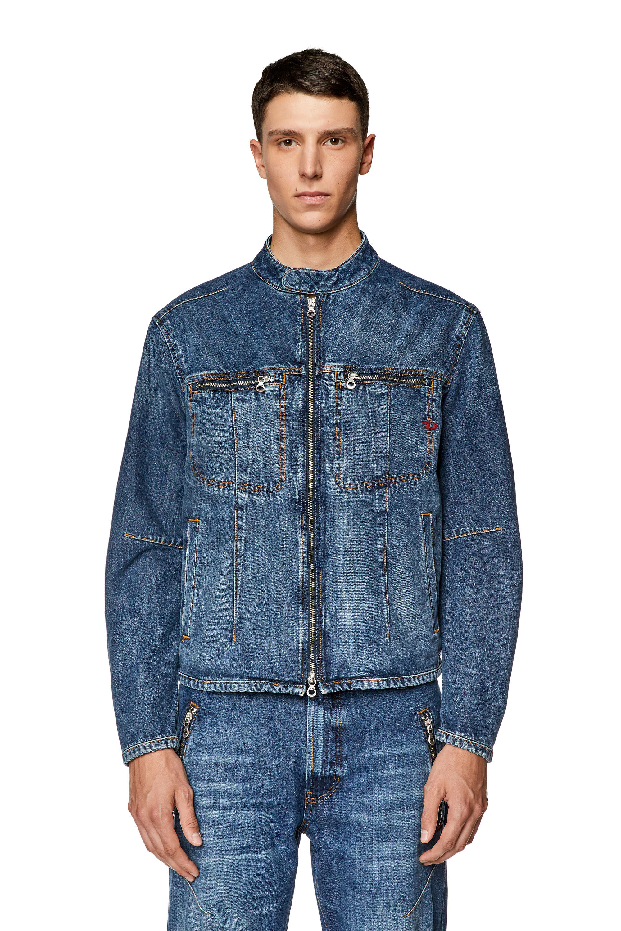 Men's Zip denim jacket | Blue | Diesel