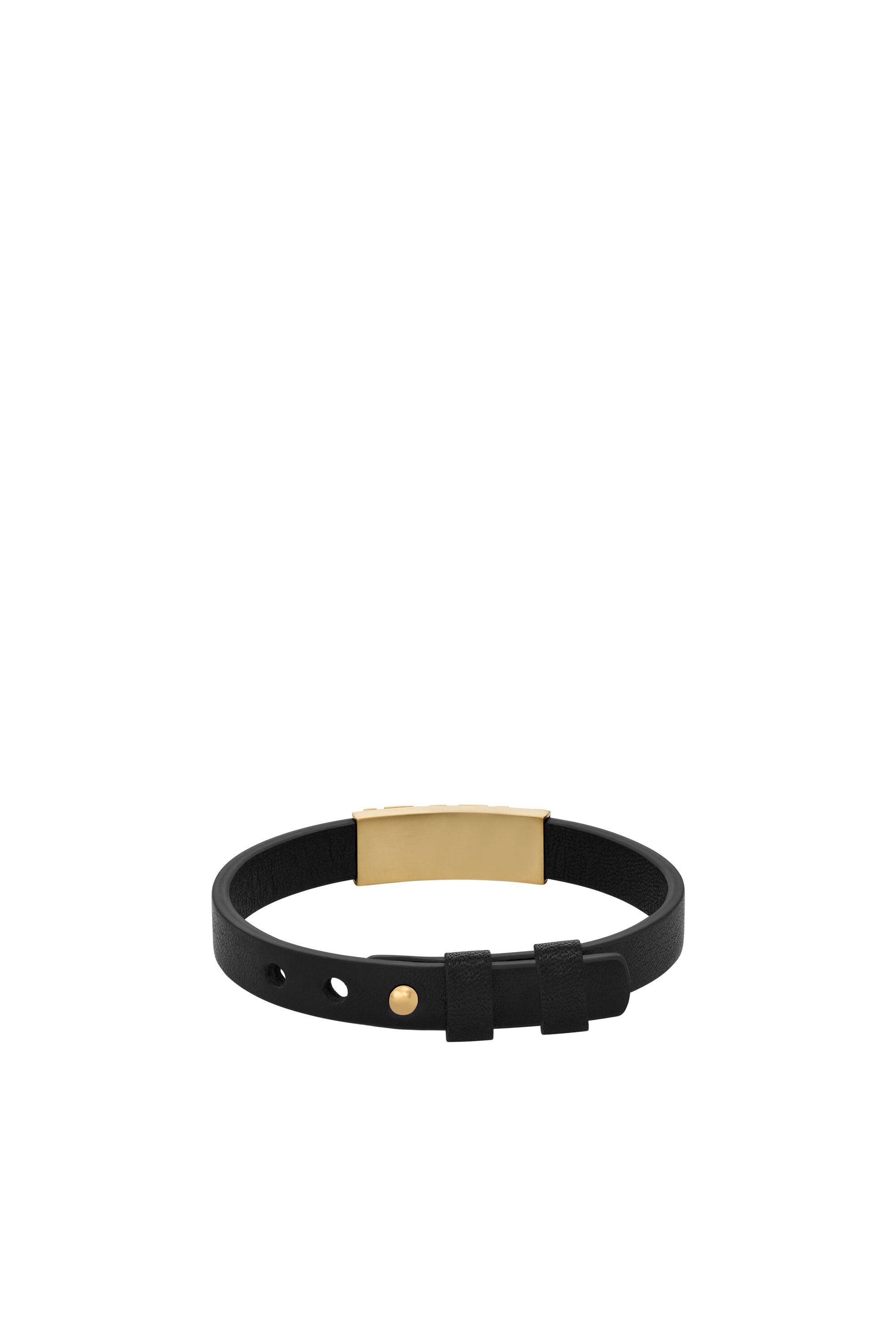 Diesel - DX1440, Unisex's Font Black Leather Stack Bracelet in Black - 2