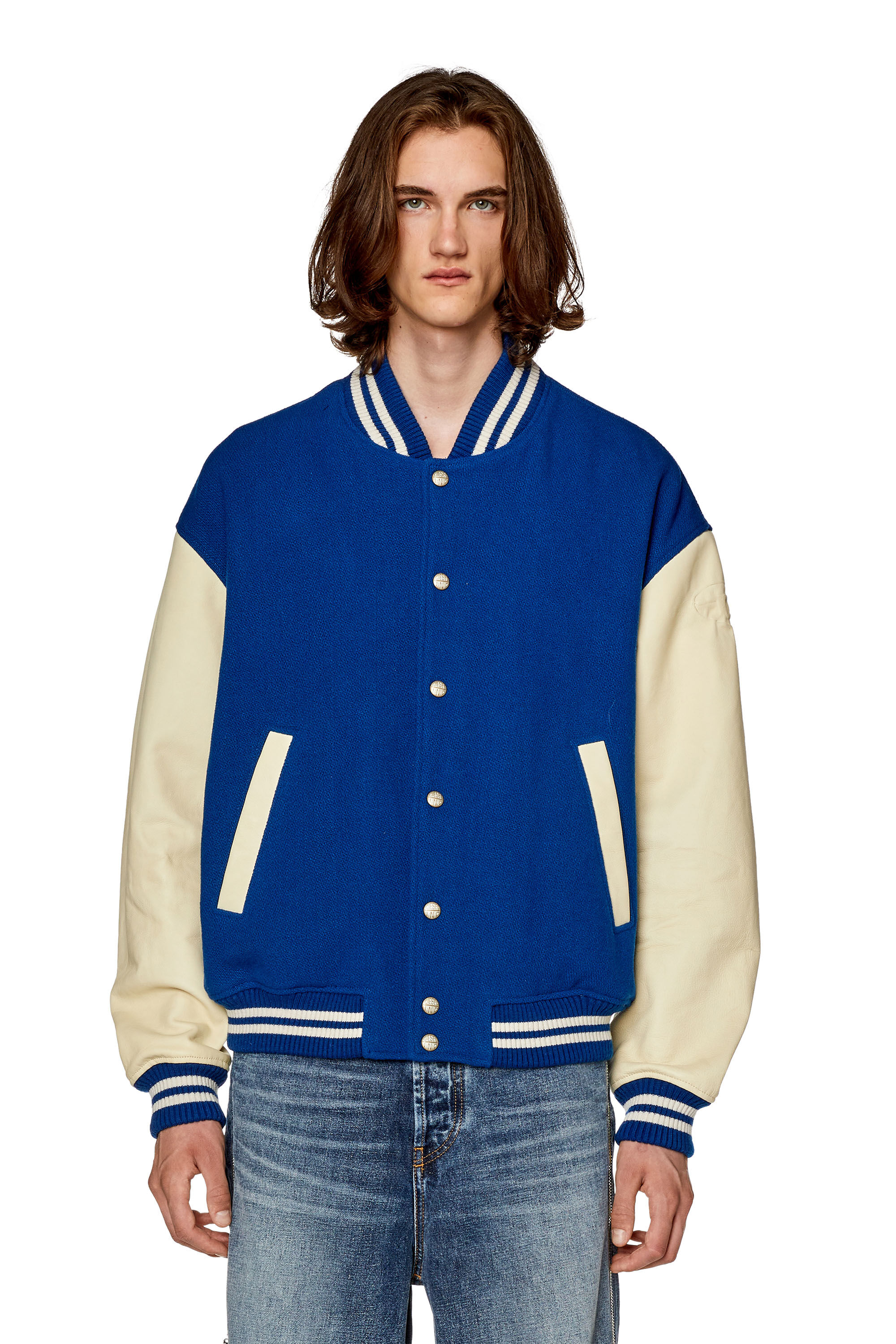 Men s Bomber jacket in leather and wool L FRANZ Diesel