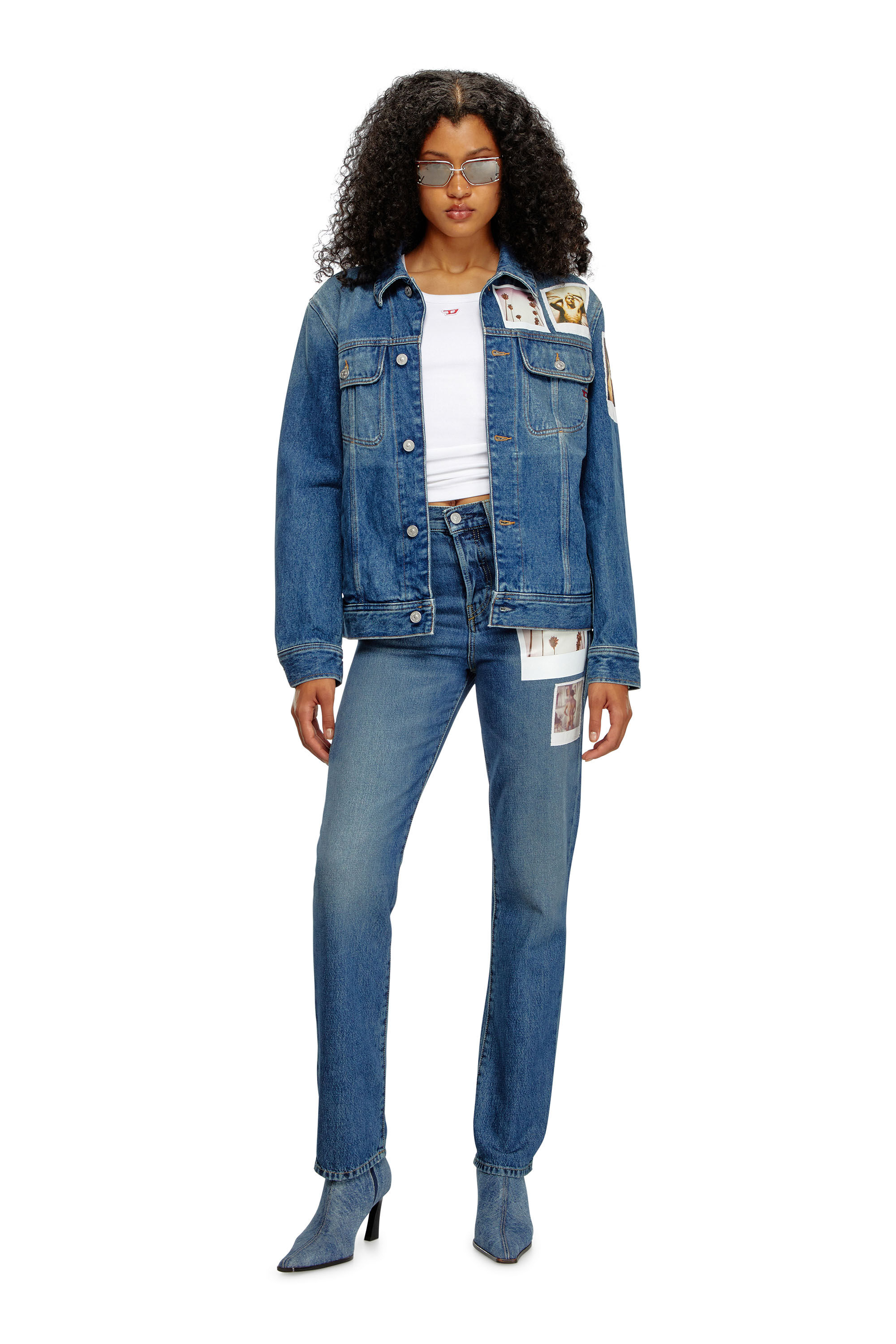 Diesel - PR-D-BARCY, Unisex's Trucker jacket with polaroid patches in Medium Blue - 7
