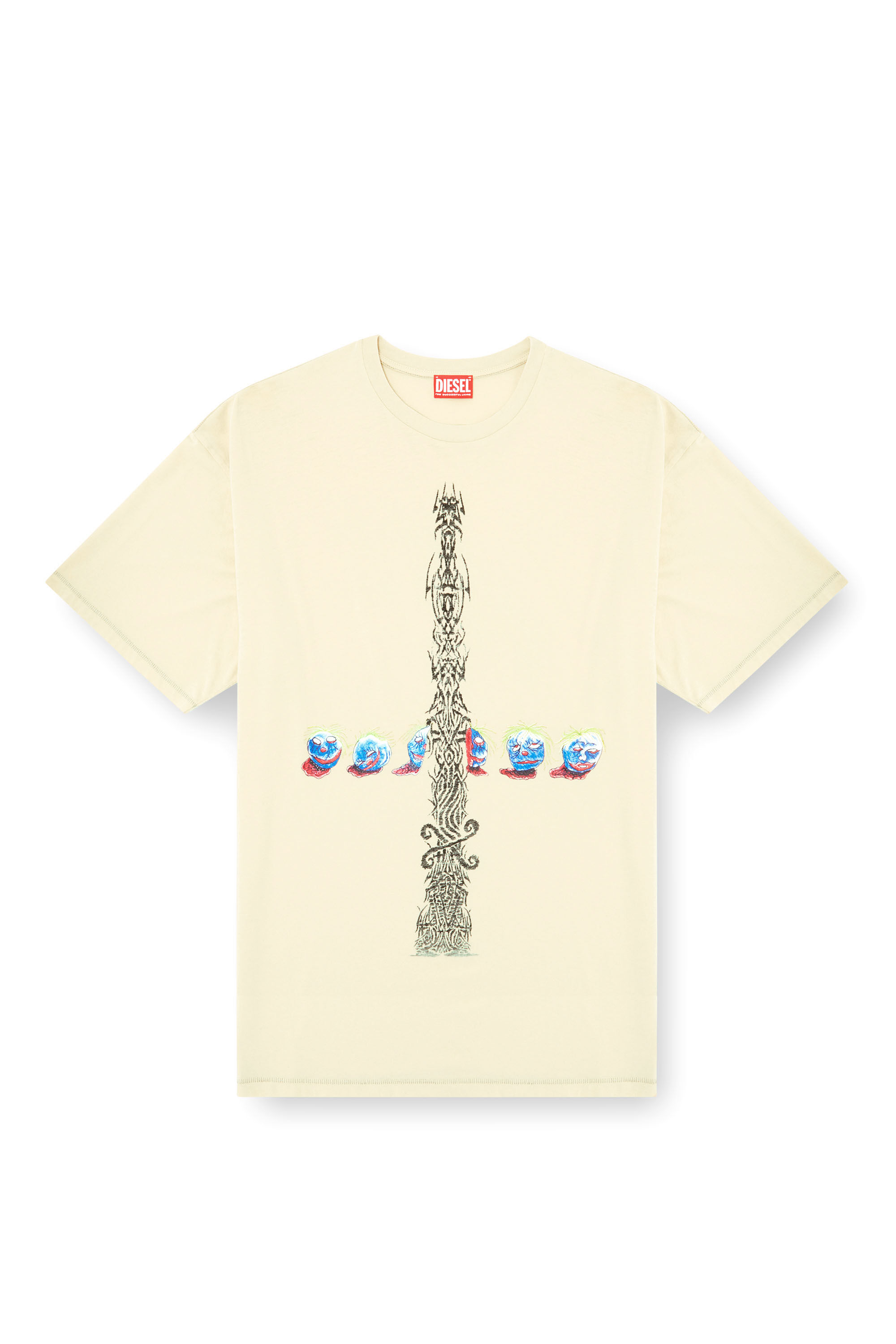 Diesel - T-BOXT-R4, Male's Acid-wash T-shirt with printed graphics in White - 2