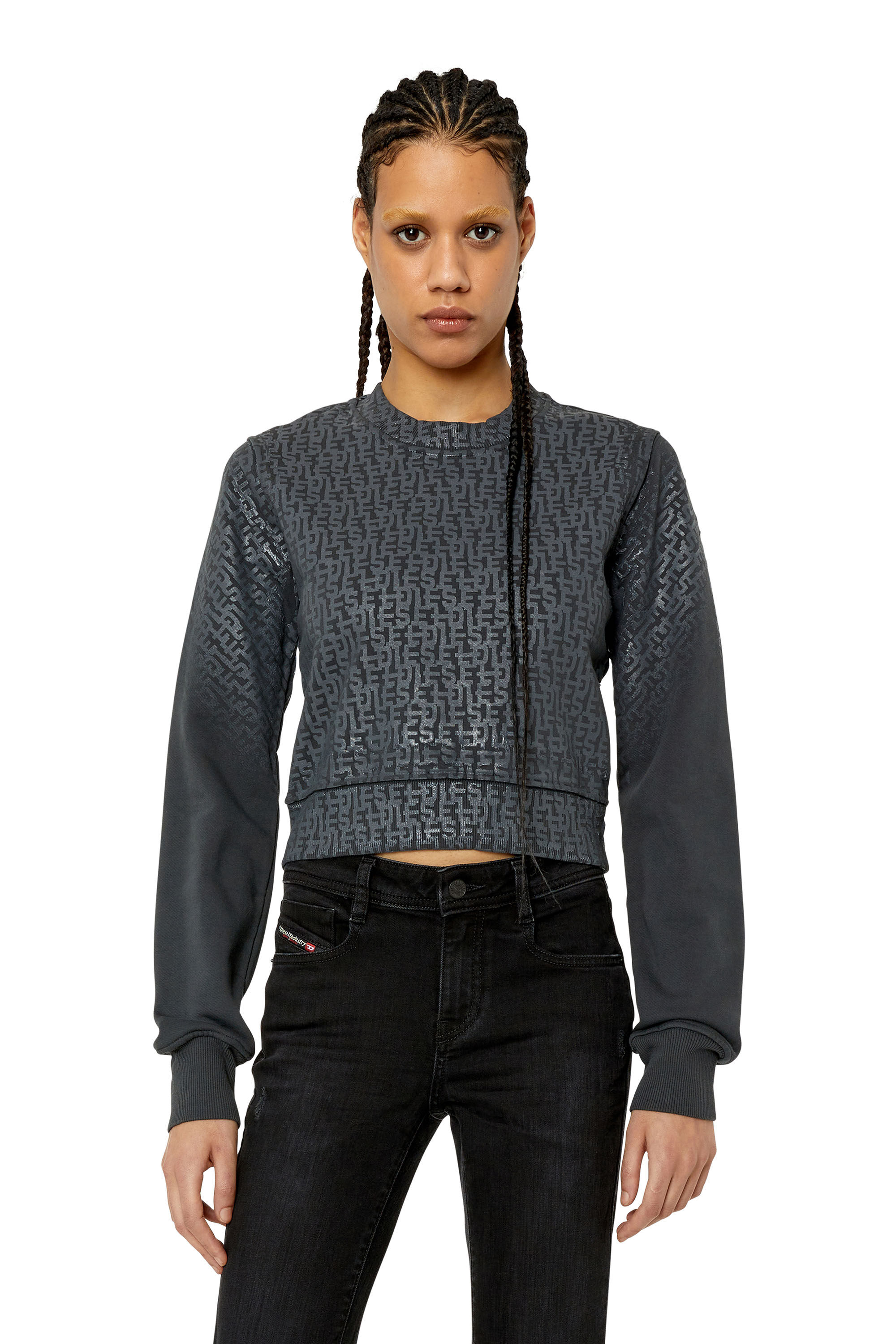 Diesel - F-SLIMMY-MONO, Sweat-shirt avec imprimé monogram Femme in Noir - 3