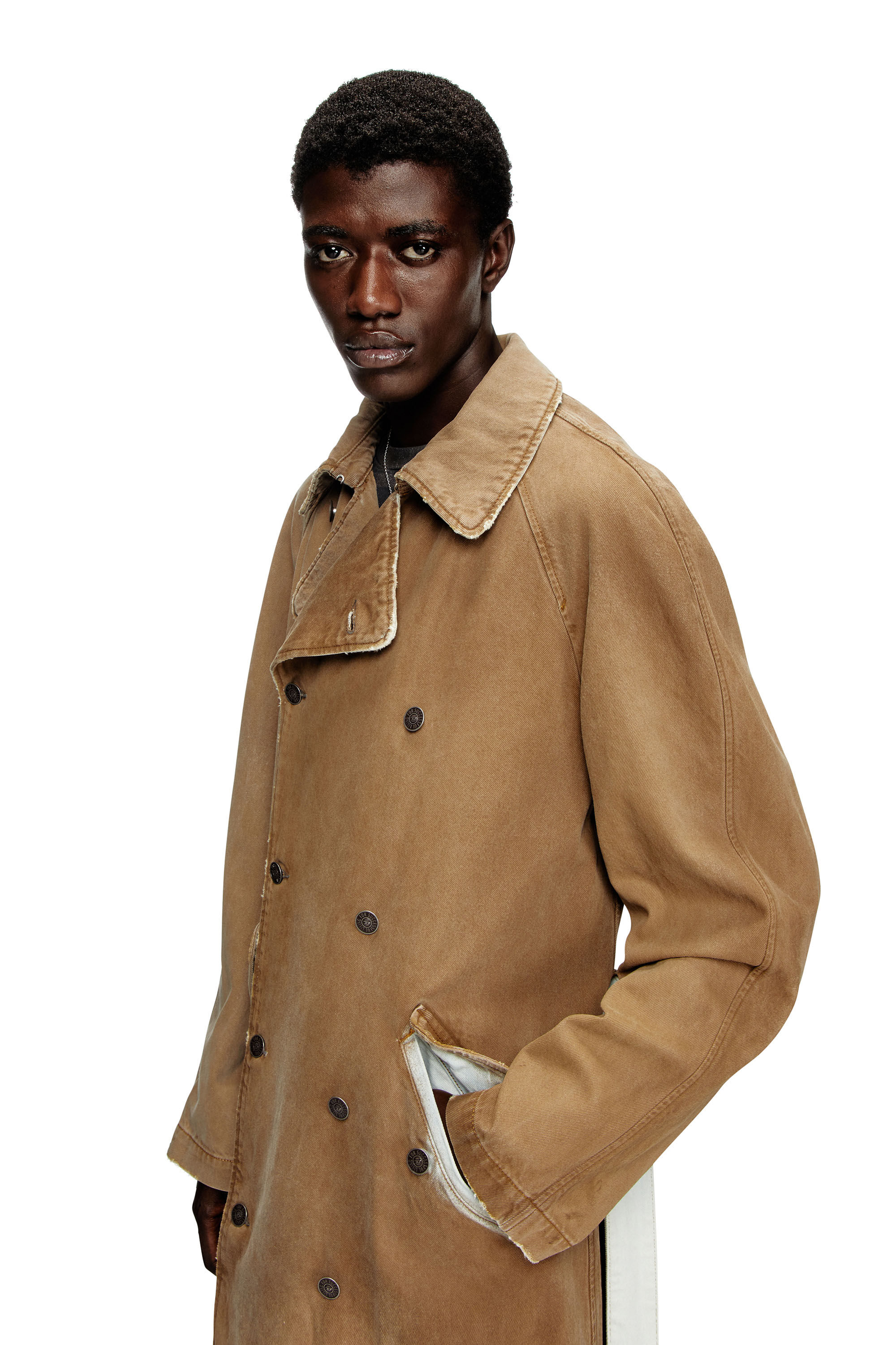 Diesel - D-DELIRIOUS-D, Trench-coat en denim effet sali Mixte in Marron - 4