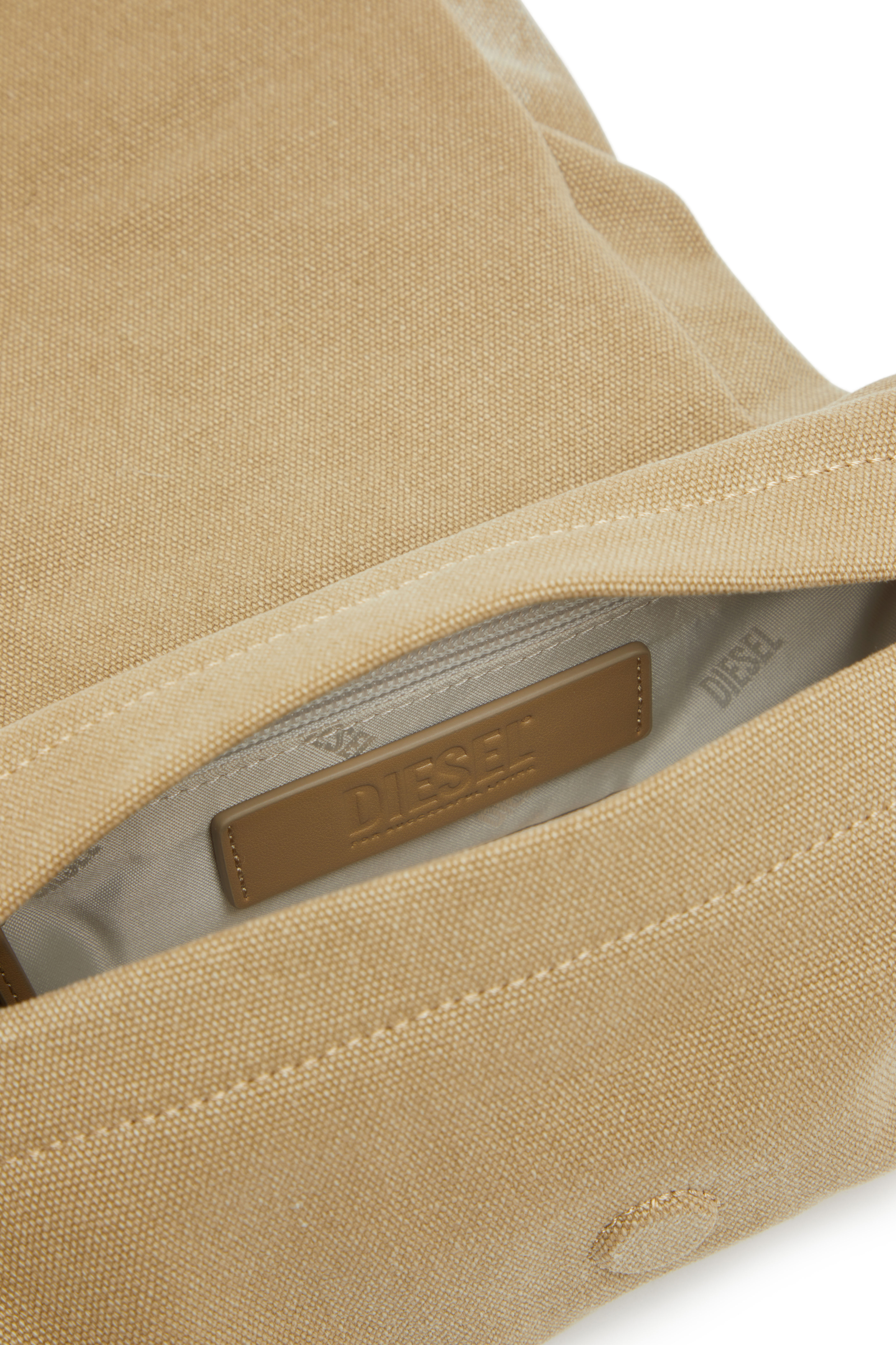 Diesel - SCRUNCH-D SHOULDER S, Female's Scrunch-D S-Small shoulder bag in washed canvas in Beige - 2