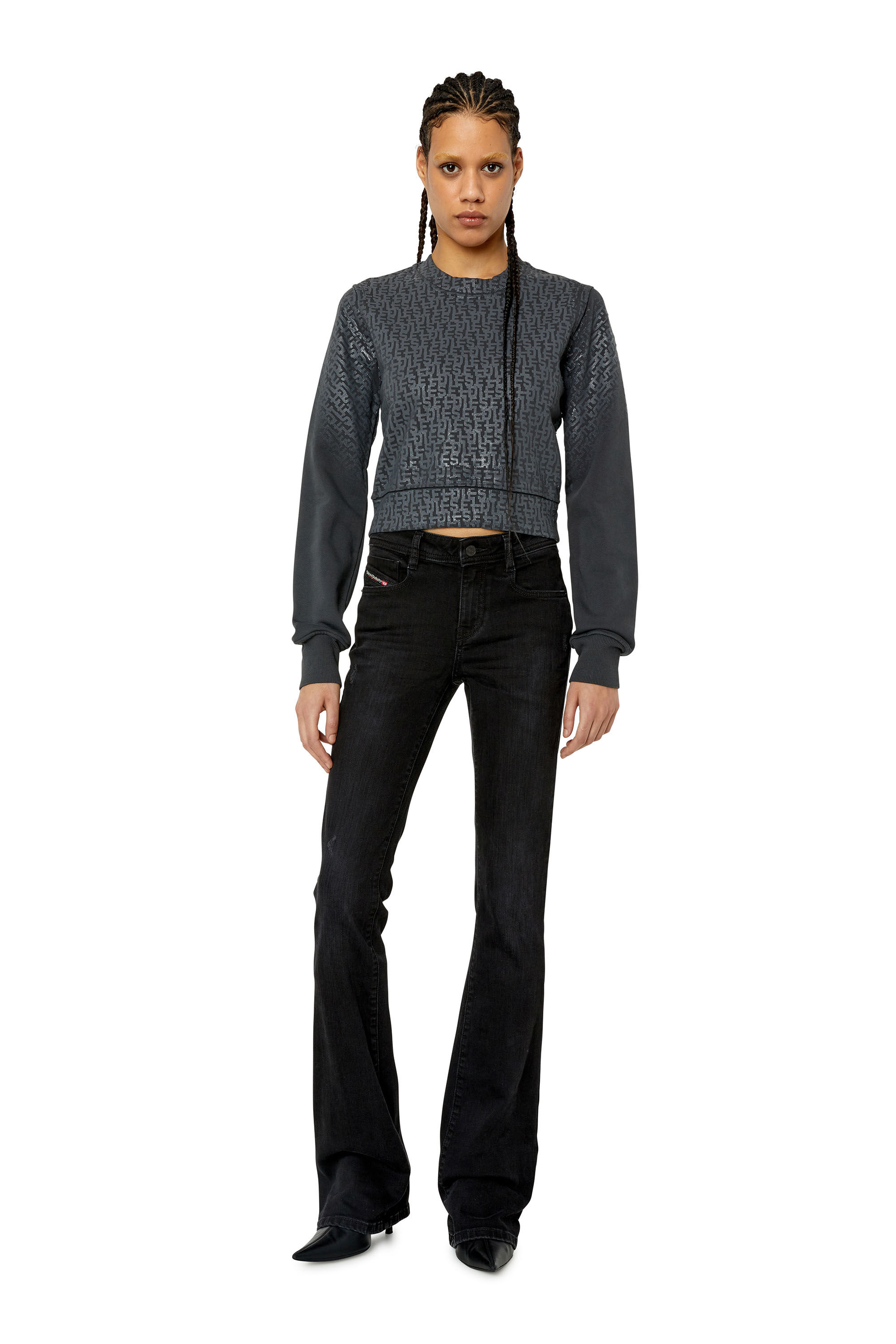 Diesel - F-SLIMMY-MONO, Sweat-shirt avec imprimé monogram Femme in Noir - 1